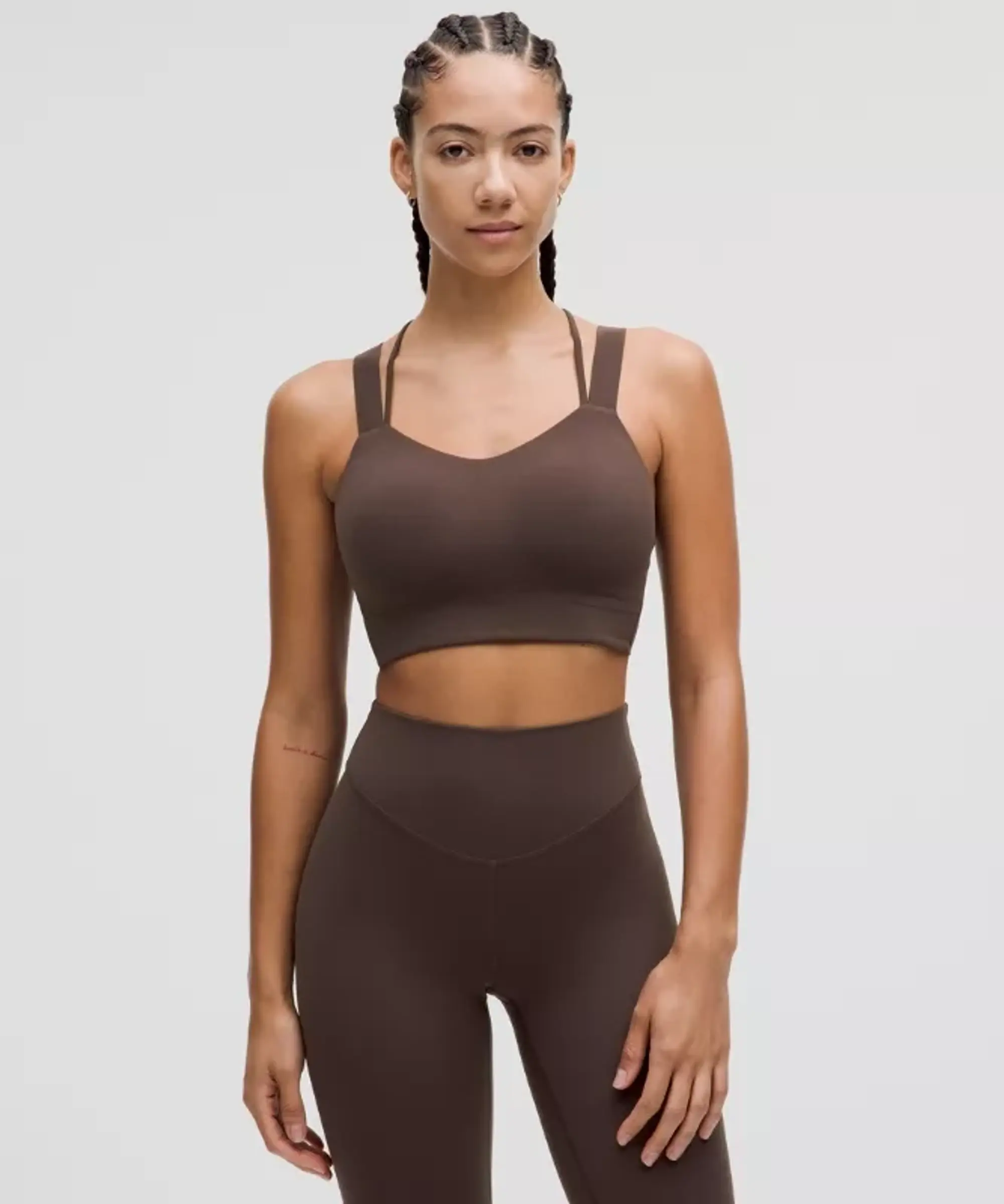 lululemon – Women's Like a Cloud Longline Sports Bra Light Support, D/DD Cup – Color Brown – Size 14
