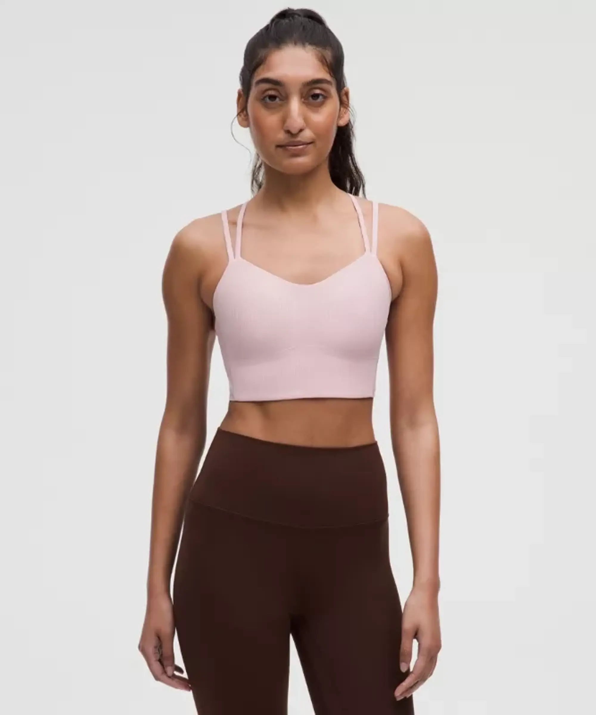 lululemon – Women's Like a Cloud Ribbed Longline Sports Bra Light Support, B/C Cup – Color Pink – Size 10