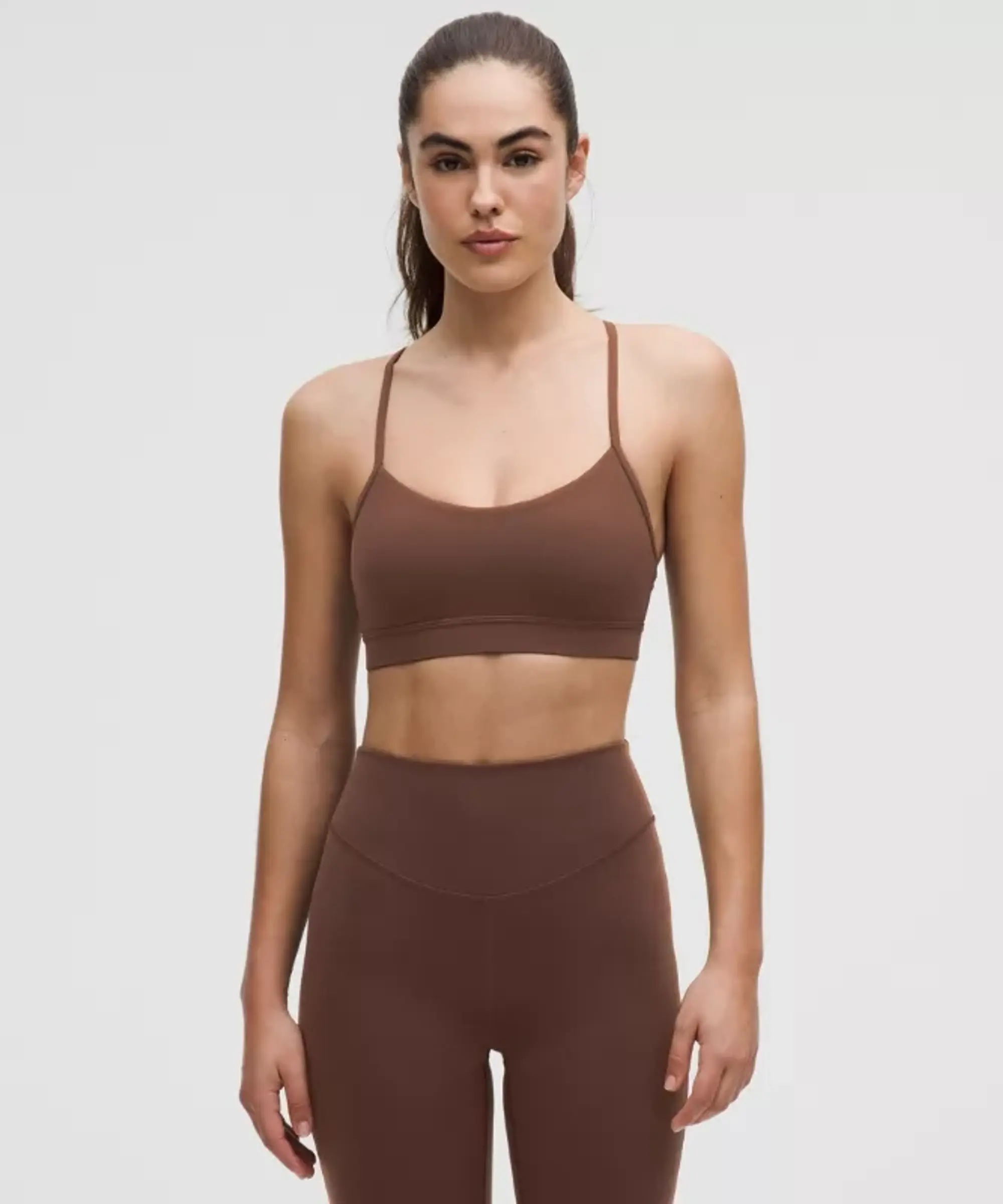 lululemon – Women's Flow Y Sports Bra Nulu Light Support, A-C Cups – Color Brown – Size 10