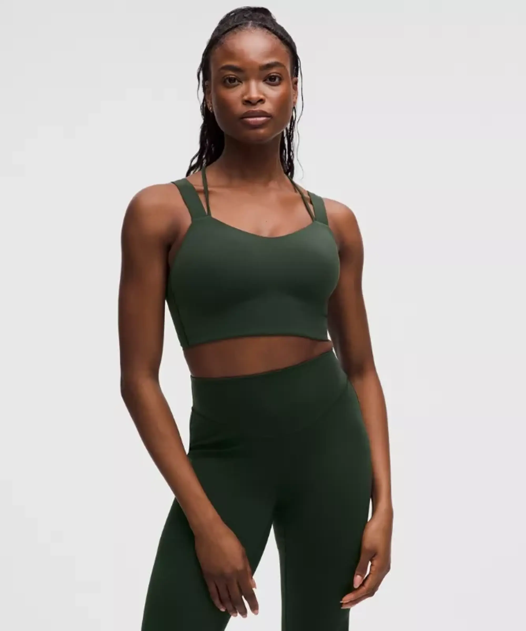 lululemon – Women's Like a Cloud Longline Sports Bra Light Support, D/DD Cup – Color Green – Size 10
