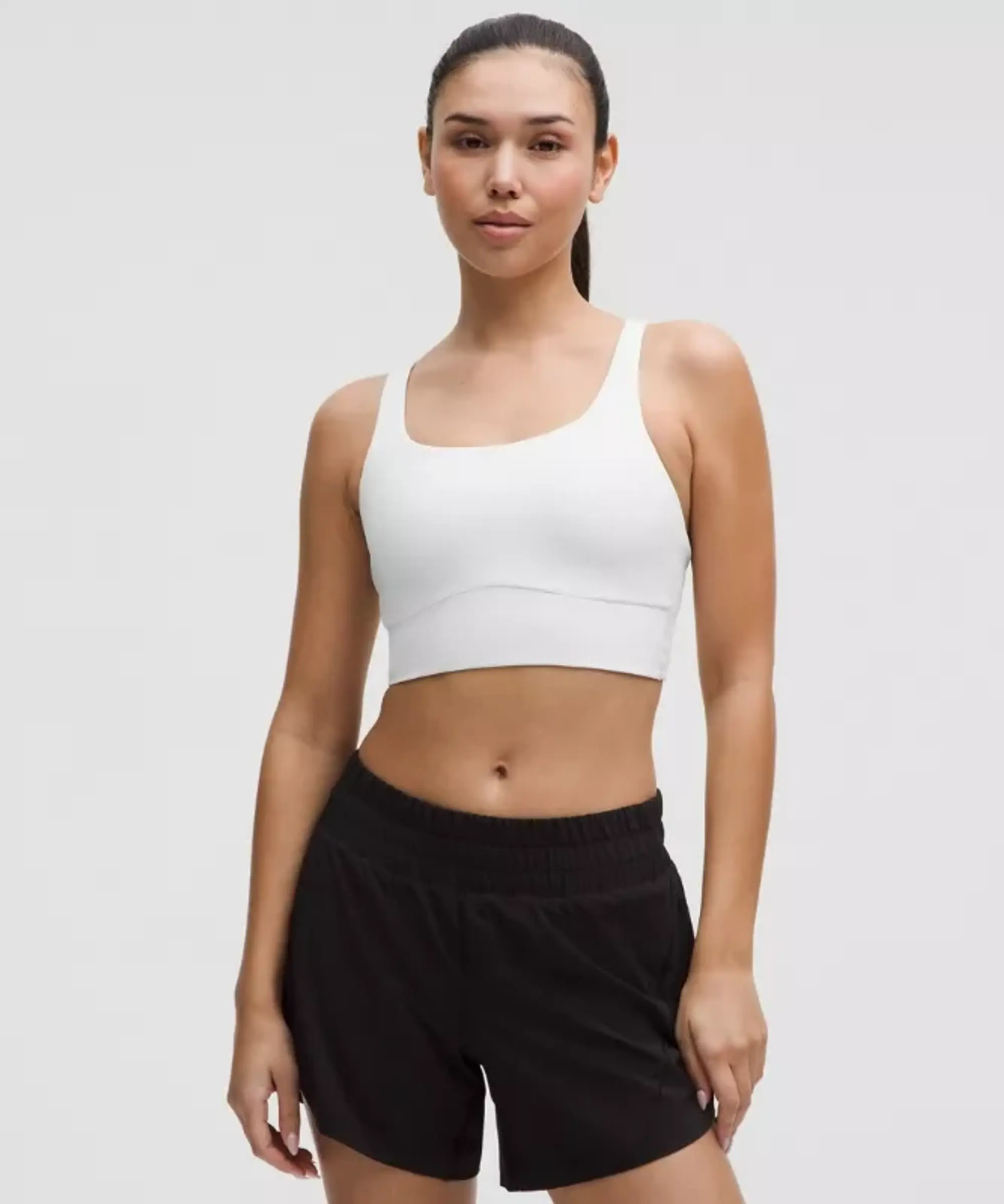 lululemon – Women's Energy Longline Sports Bra Medium Support, B-D Cups Evolve – Color White – Size L