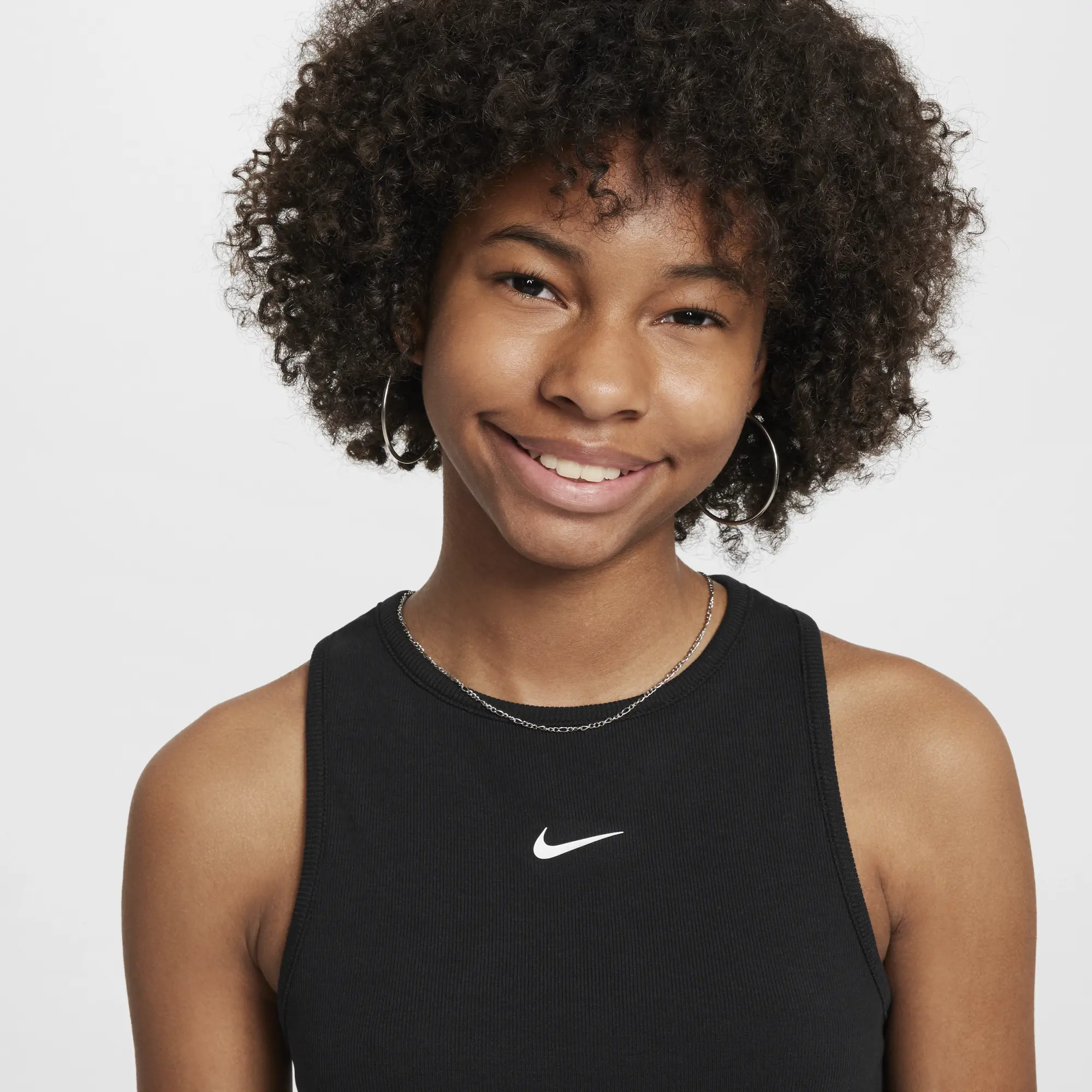 Nike Sportswear Girls' Ribbed Tank Top - Black - Polyester/Lyocell/Elastane