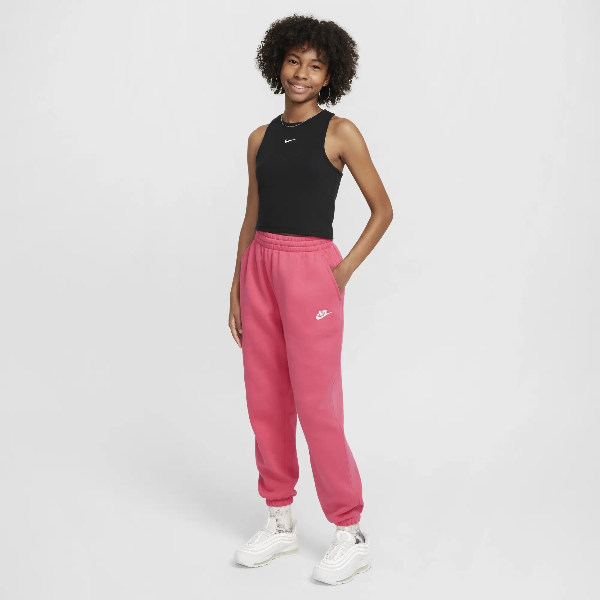 Nike Sportswear Girls' Ribbed Tank Top - Black - Polyester/Lyocell/Elastane