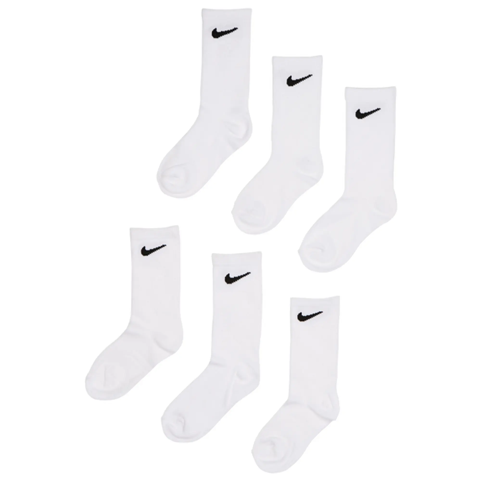 Nike Kids Crew 6 Pack Unisex Socks - White