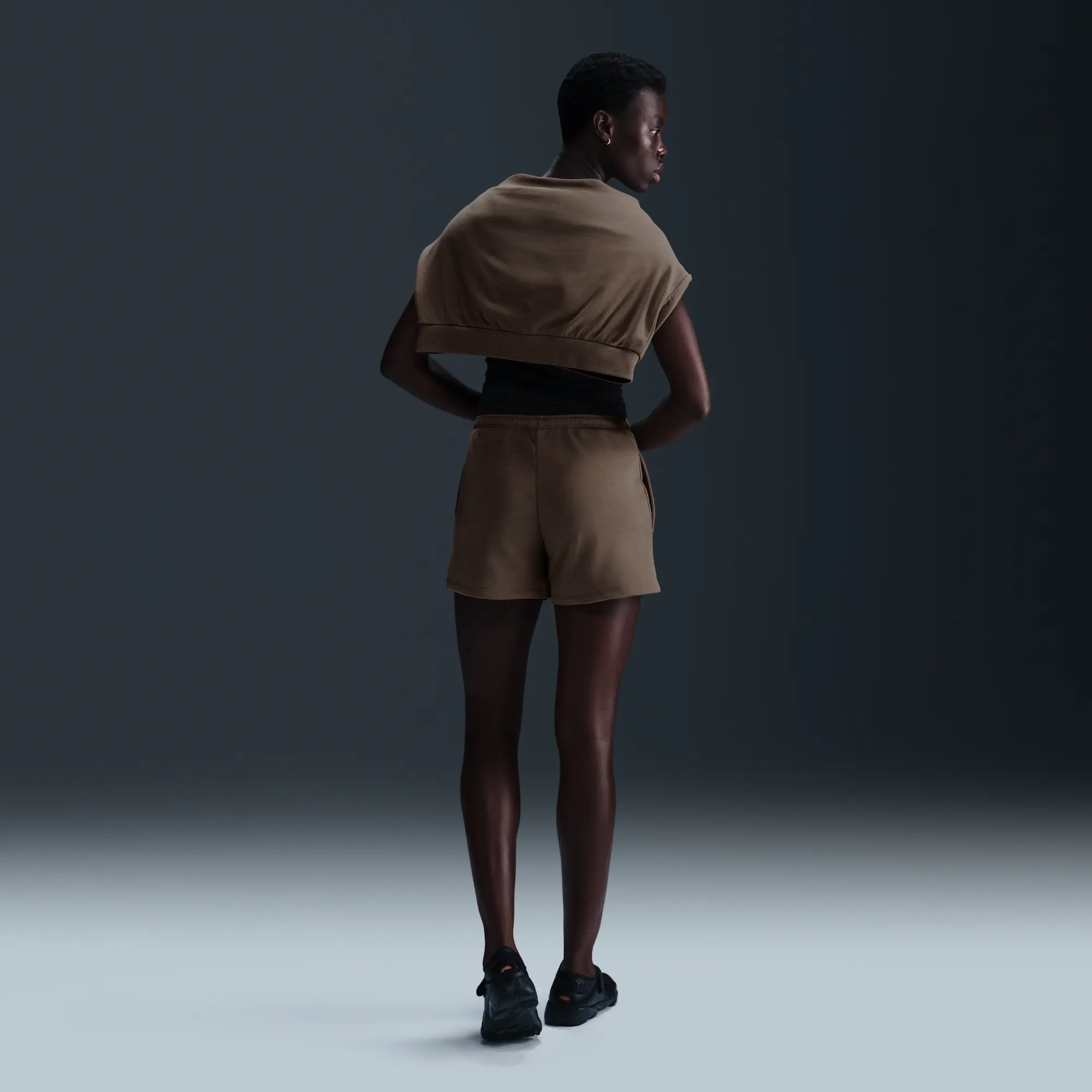 Nike Sportswear Chill Terry Women's Mid-Rise 10cm (approx.) French Terry Shorts - Brown - Cotton/Polyester