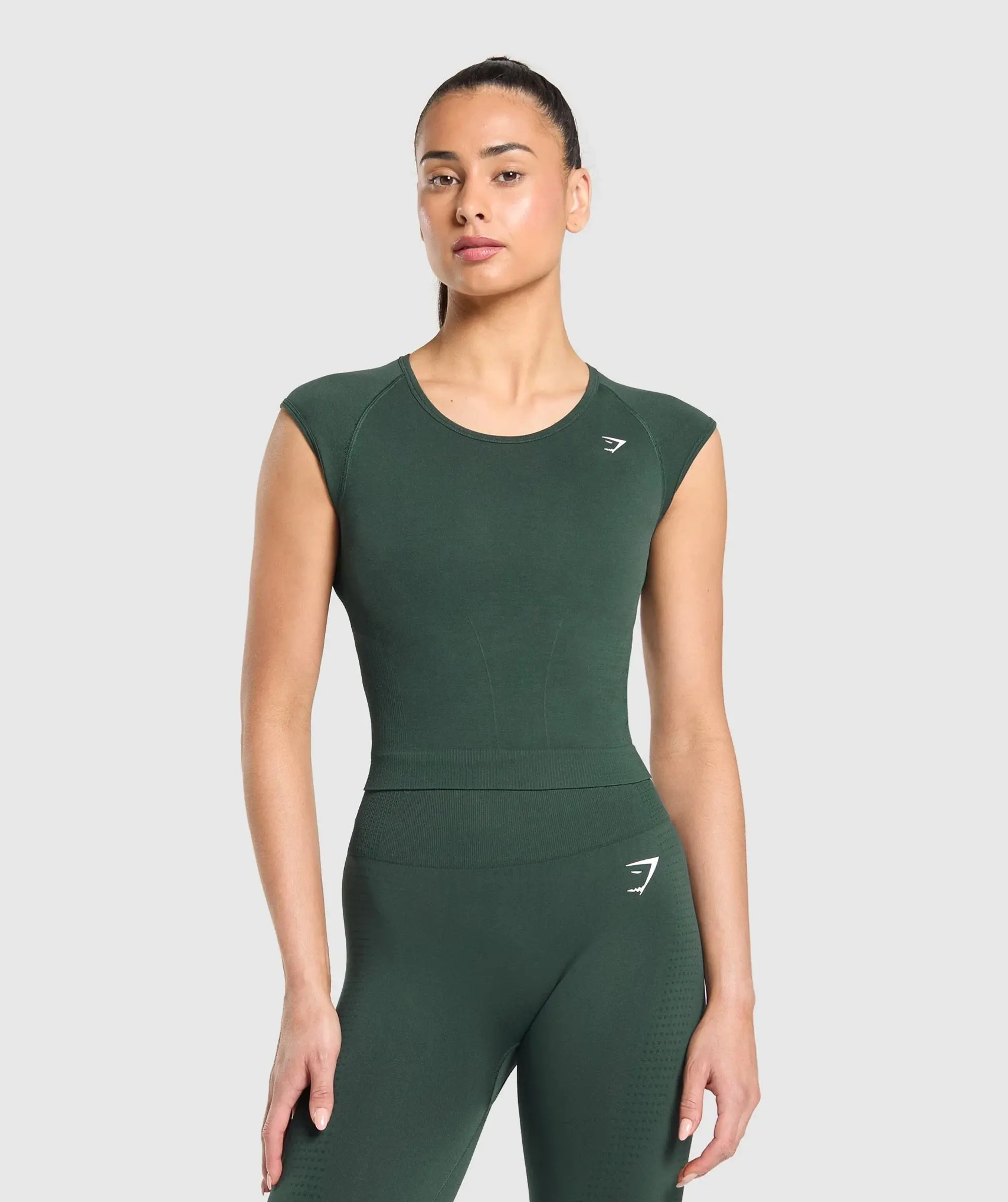 Vital Seamless Scoop Neck Top - Woodland Green Marl
