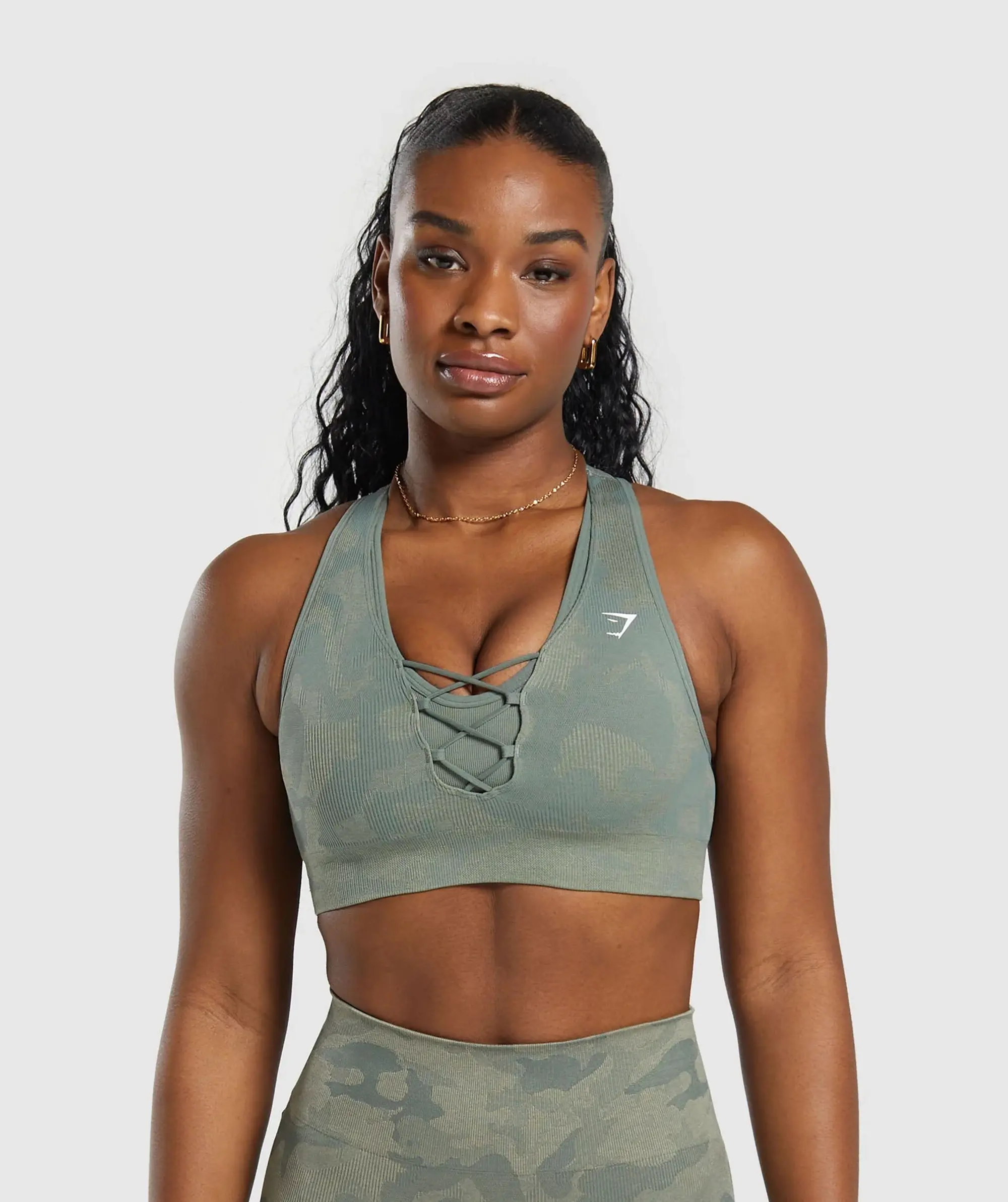  Adapt Camo Seamless Sports Bra - Unit Green/Chalk Green