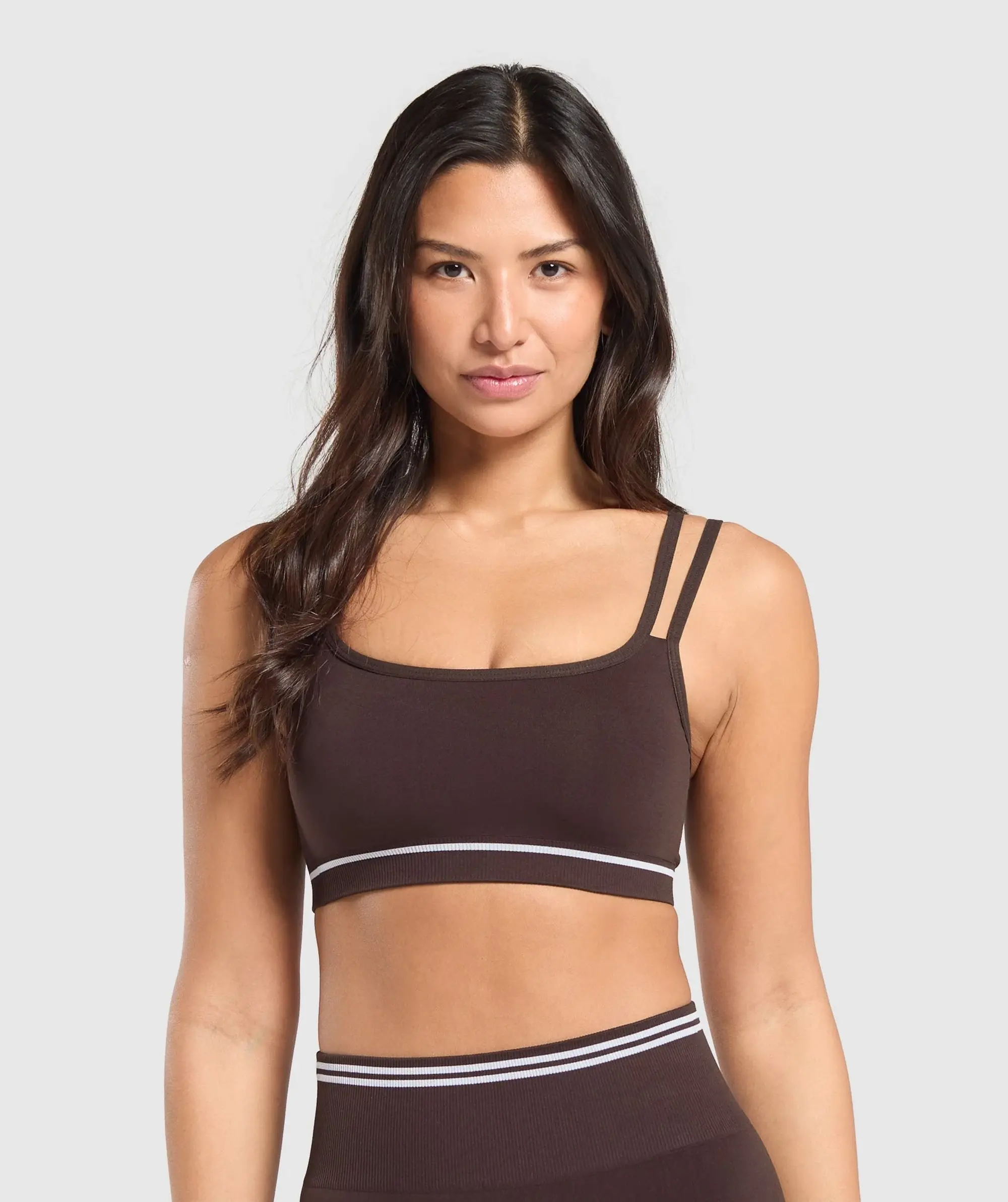  Contrast Seamless Sports Bra - Heritage Brown