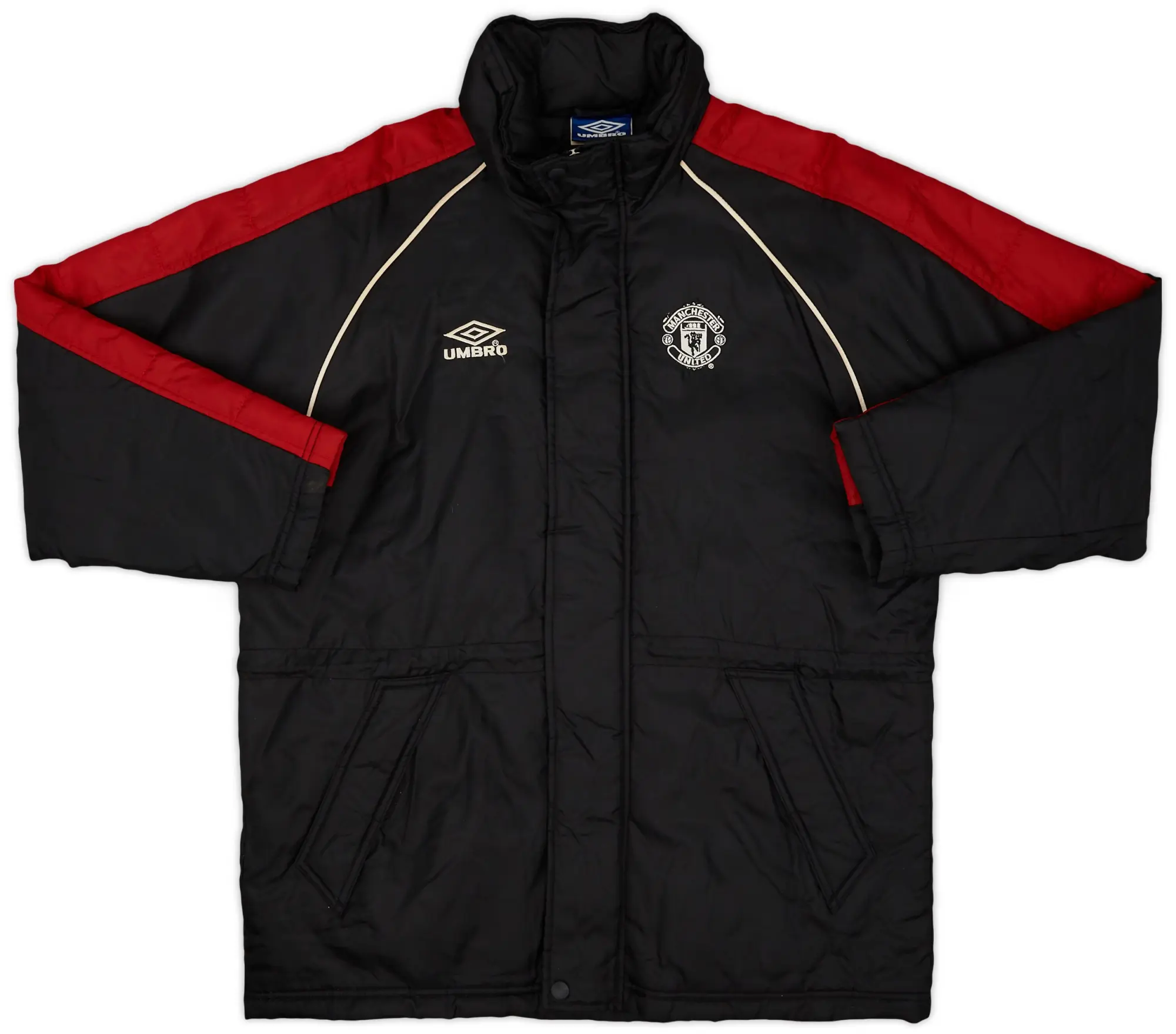 2000-01 Manchester United Umbro Padded Bench Coat - 9/10 - (XL.Boys)