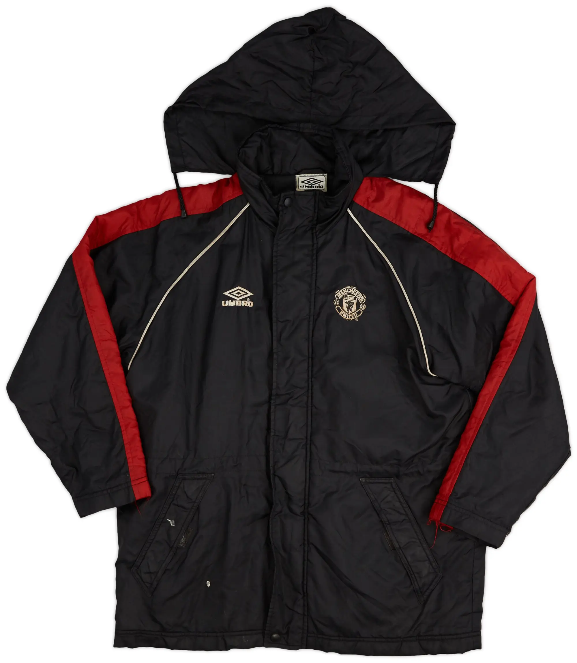 2000-02 Manchester United Umbro Padded Bench Coat - 5/10 - (XL.Boys)