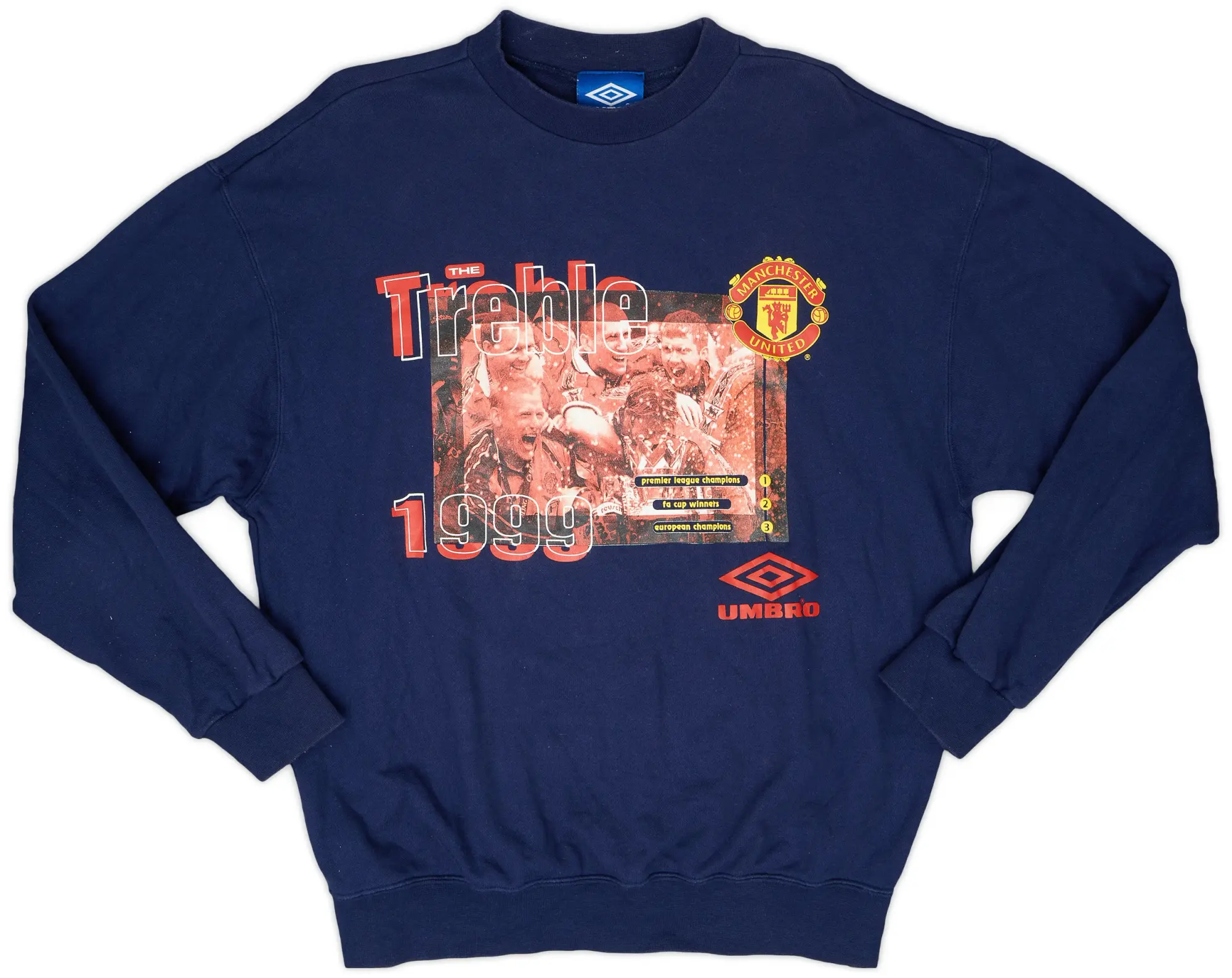 1999-00 Manchester United Umbro 'The Treble' Graphic Sweat Top - 9/10 - (L)
