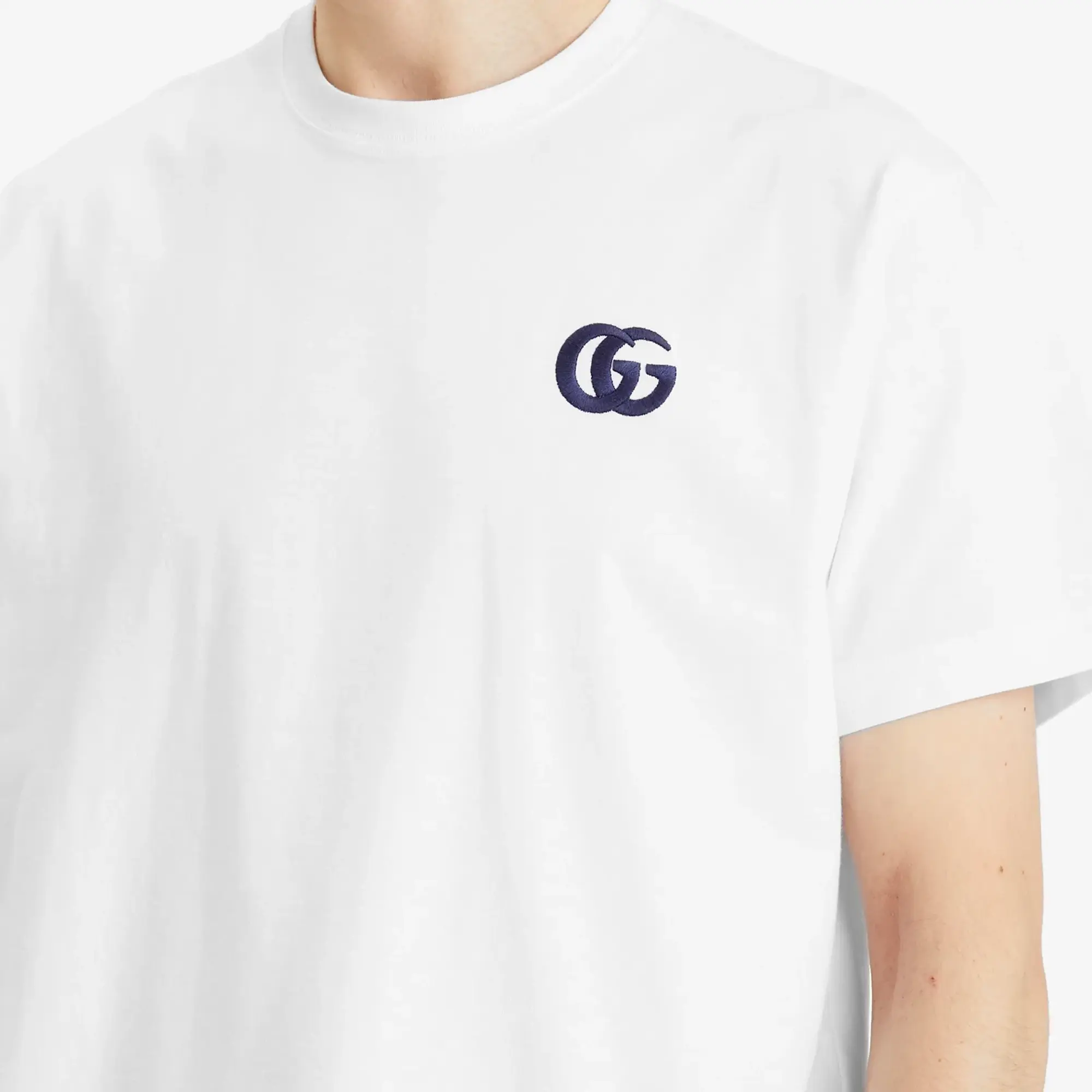 Gucci Men's Embroidered Logo T-Shirt White/Mix