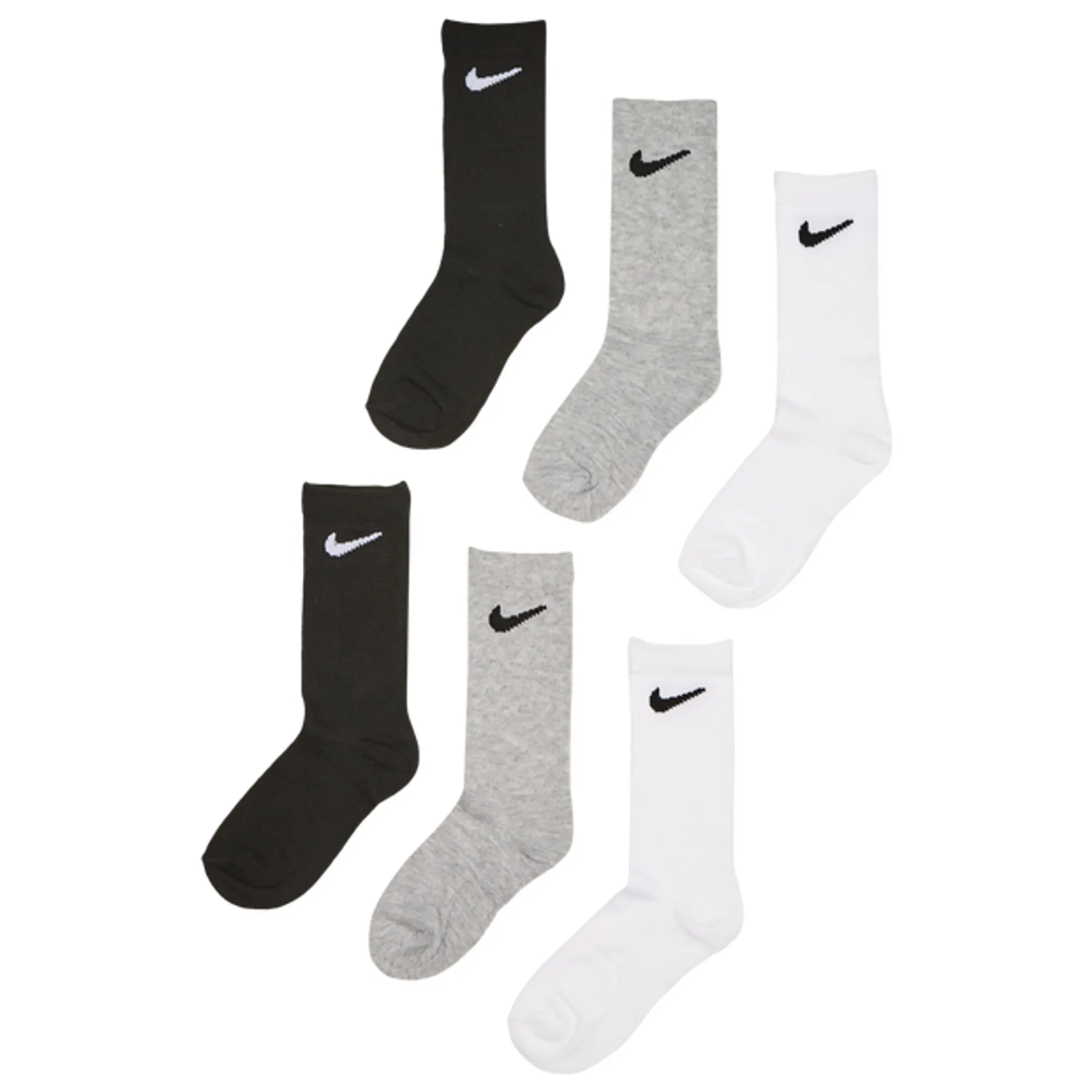 Nike Kids Crew 6 Pack Unisex Socks - White