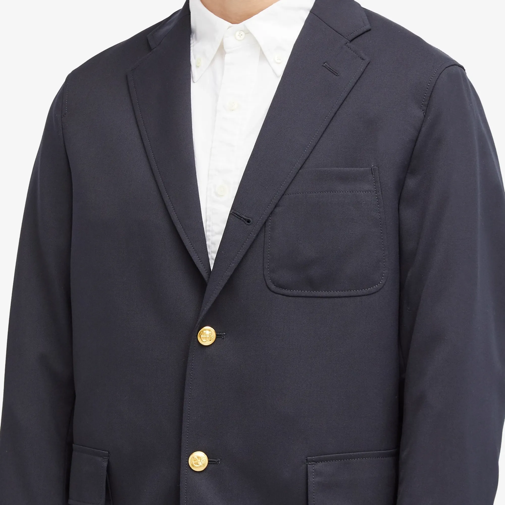 Beams Plus Men's 3 Button Combat Wool Blazer Navy | 3816-0099-803