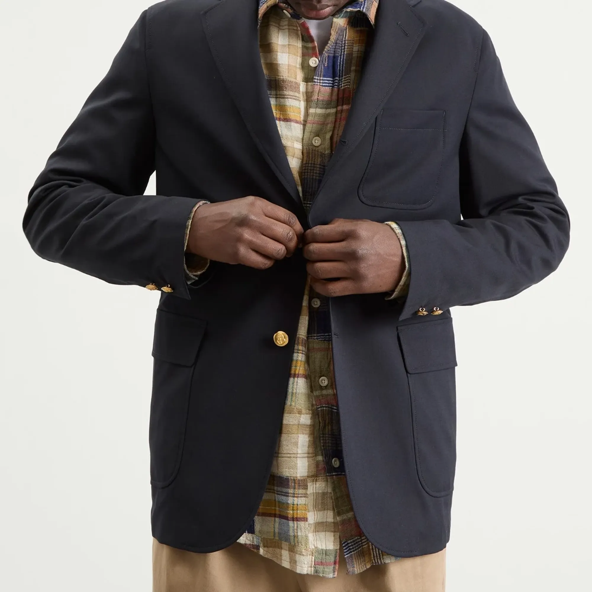 Beams Plus Men's 3 Button Combat Wool Blazer Navy | 3816-0099-803