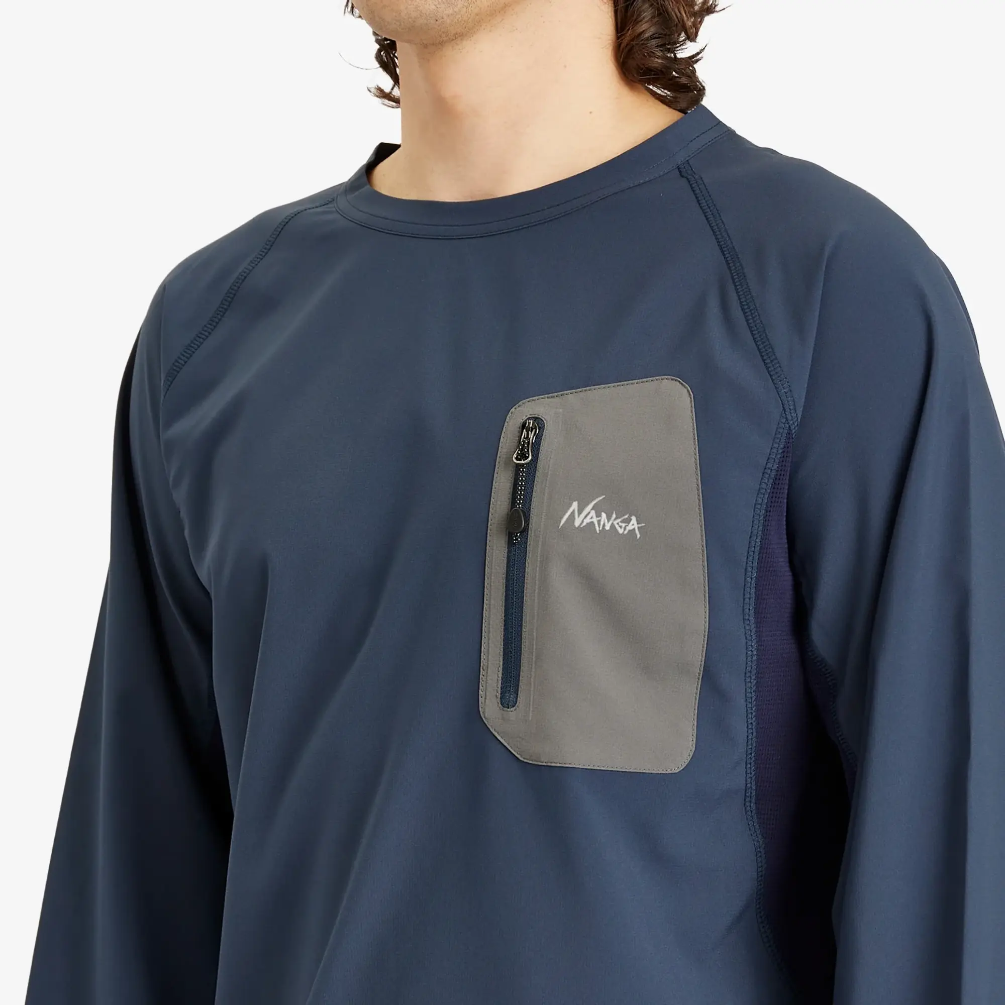 NANGA Men's Hybrid Flex Long Sleeve Top Navy