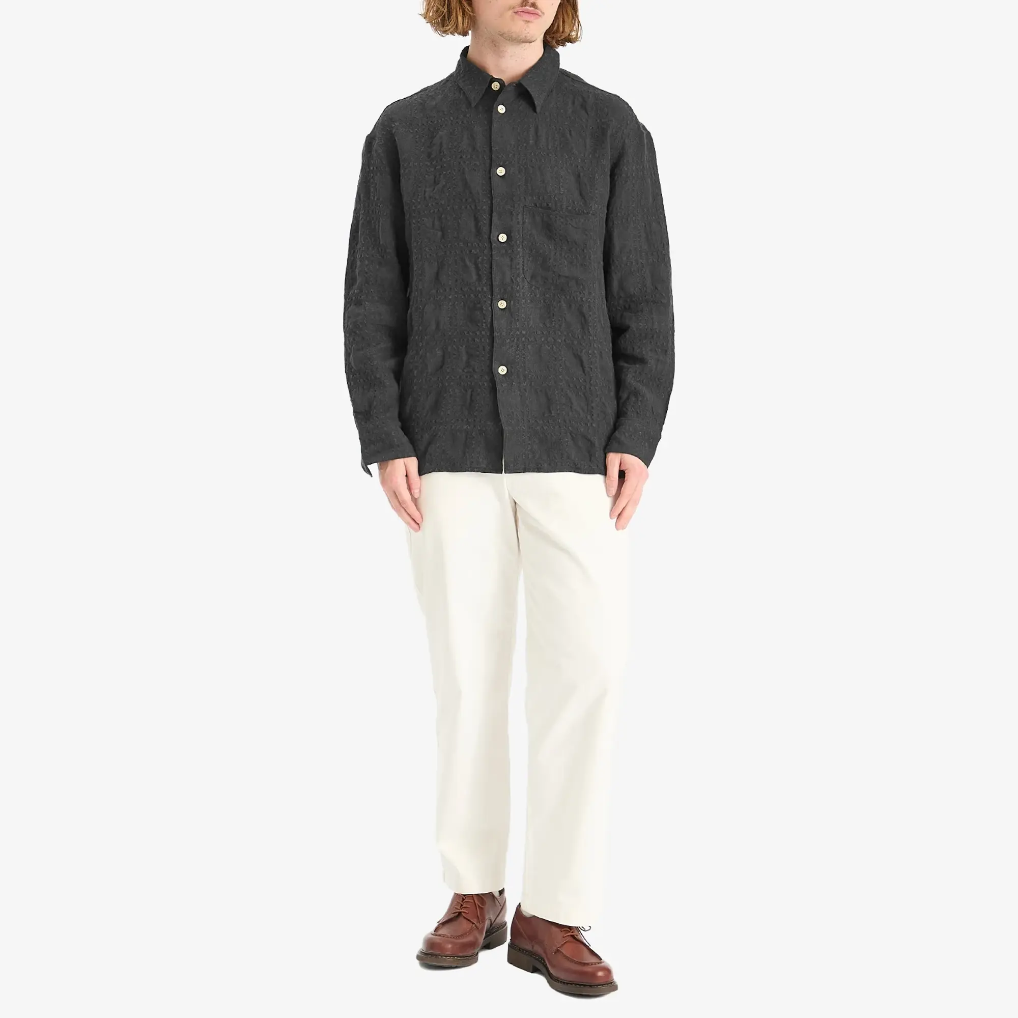 A Kind of Guise Men's Gusto Shirt Faded Black Seercheck