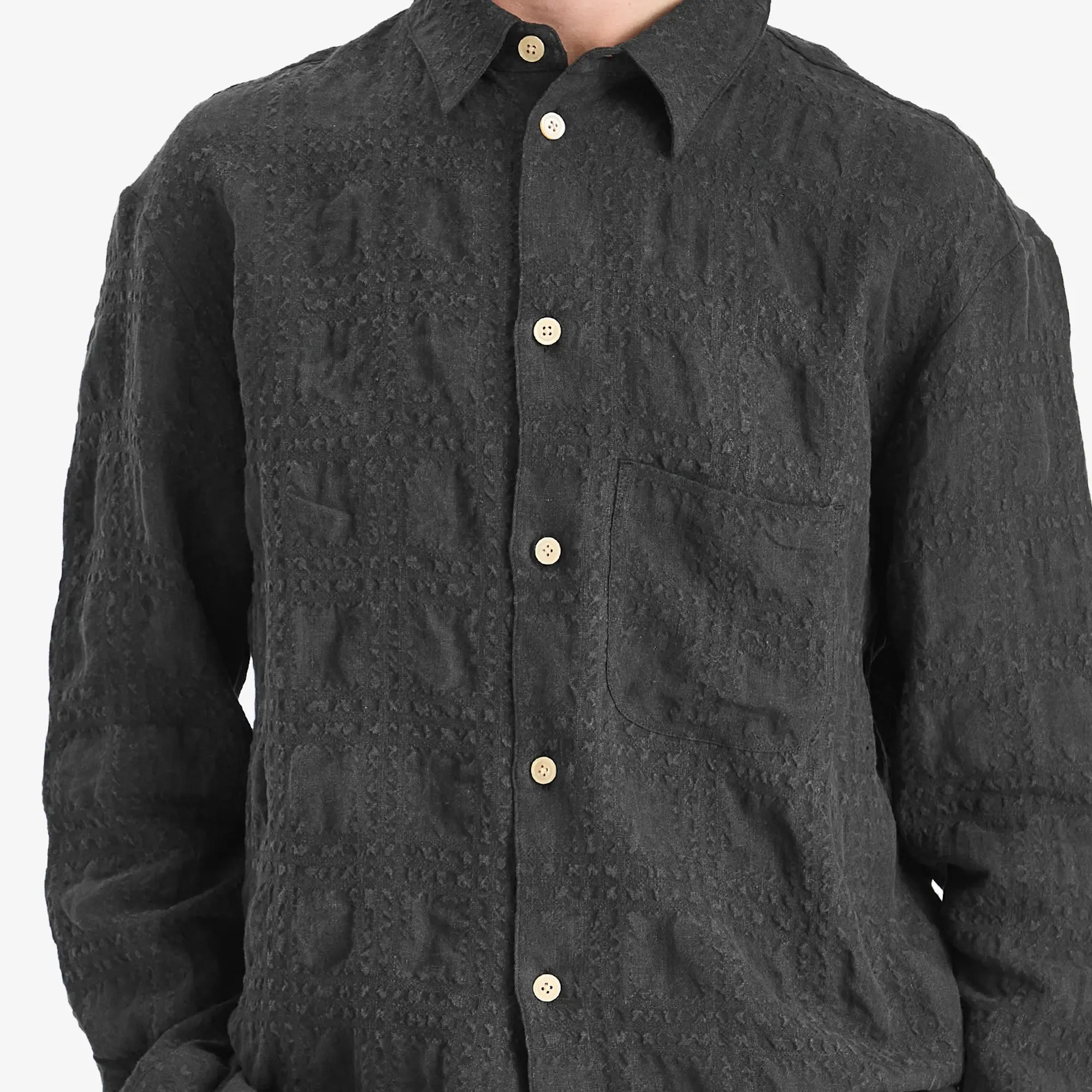 A Kind of Guise Men's Gusto Shirt Faded Black Seercheck