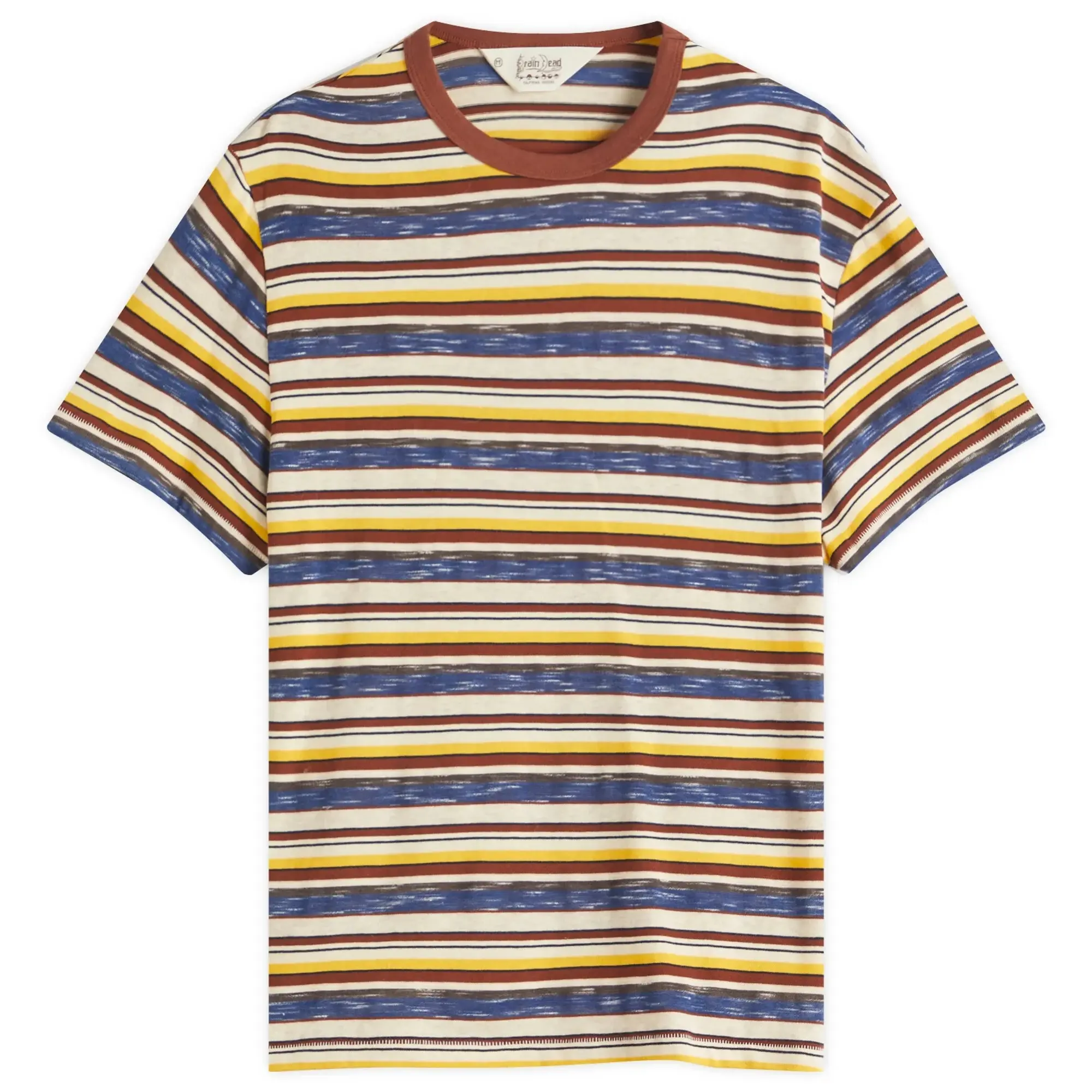 Brain Dead Men's Toni Stripe T-Shirt Yellow Multi