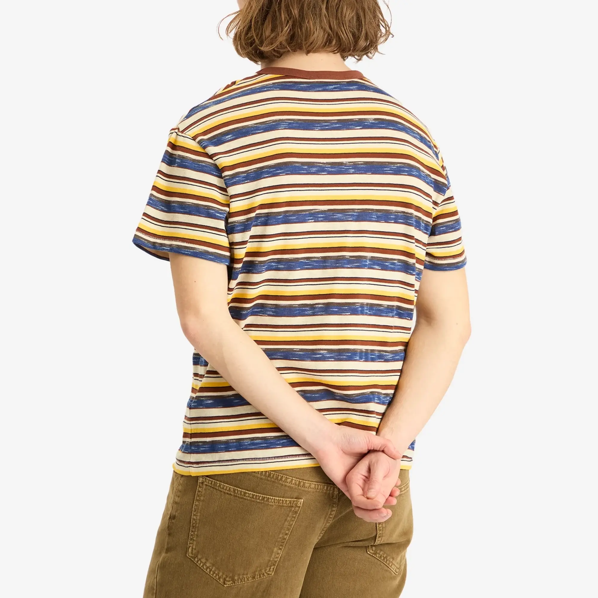 Brain Dead Men's Toni Stripe T-Shirt Yellow Multi