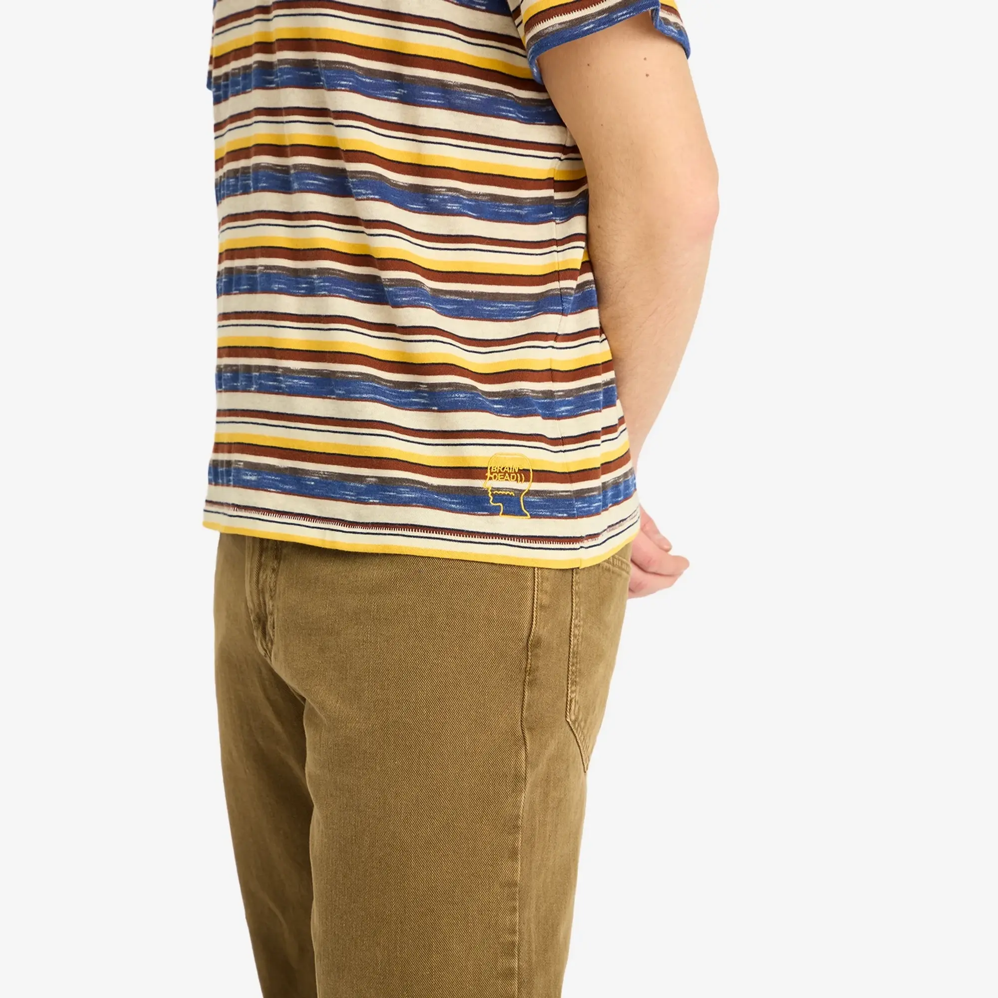 Brain Dead Men's Toni Stripe T-Shirt Yellow Multi