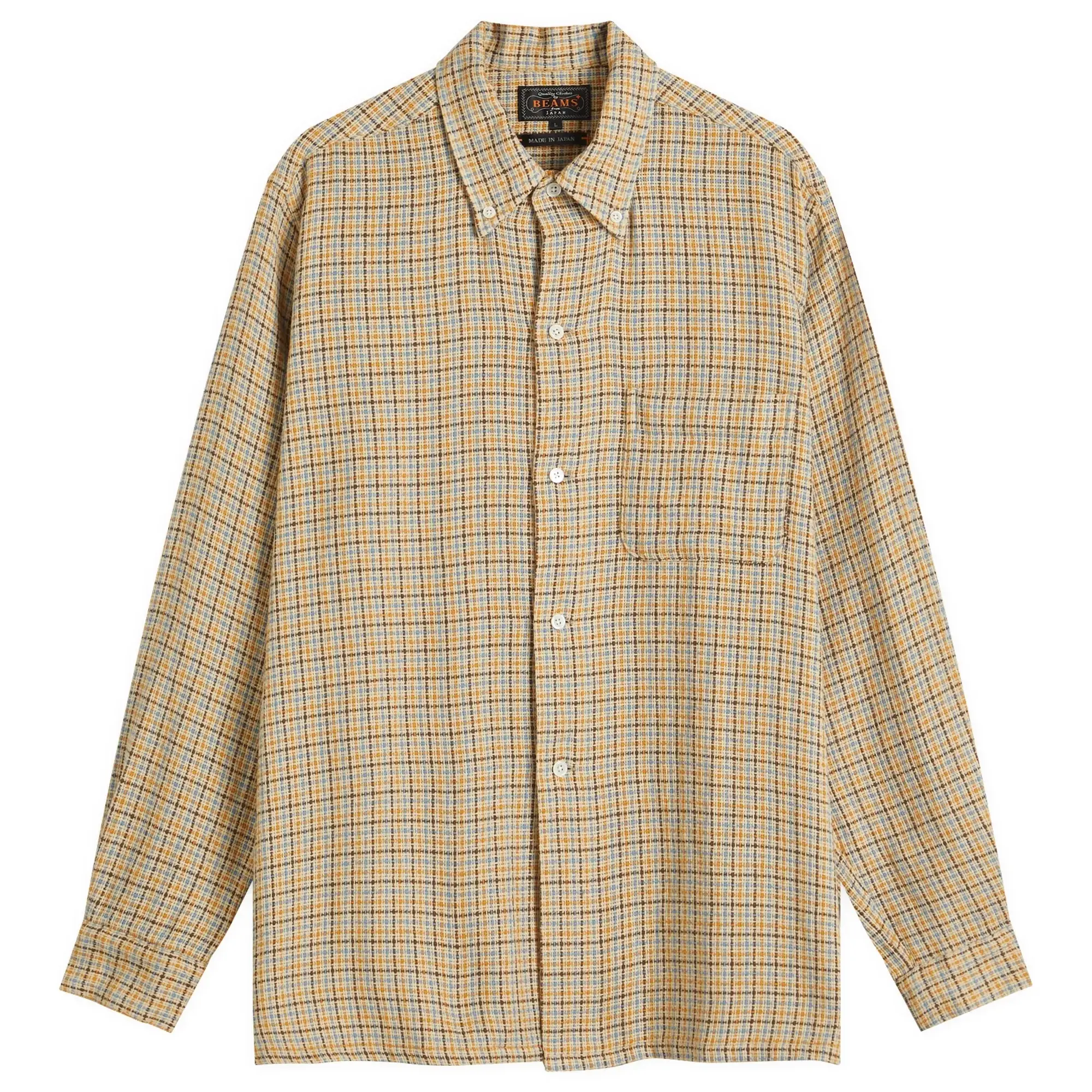Beams Plus Men's Gunclub Mesh Button Down Shirt Beige