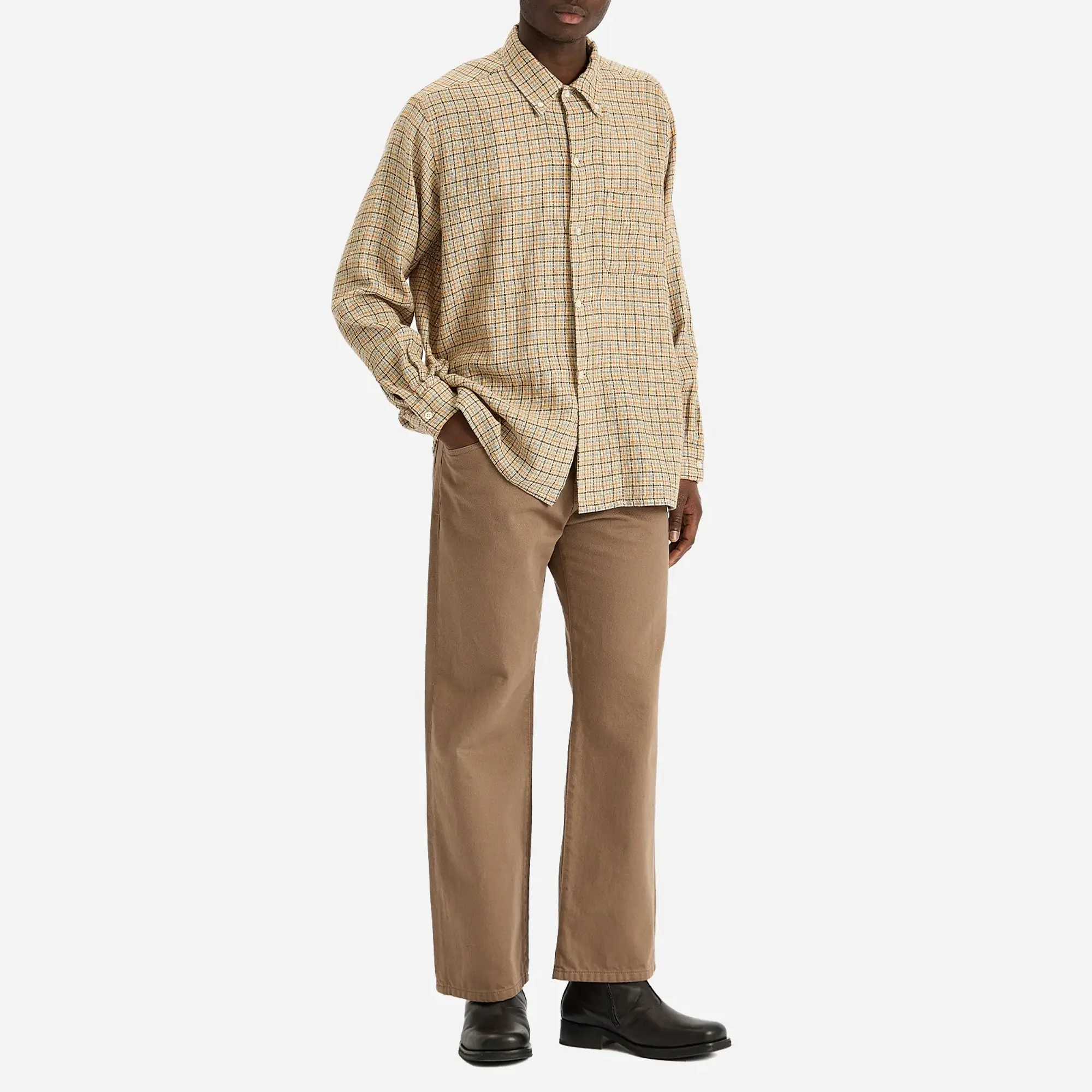 Beams Plus Men's Gunclub Mesh Button Down Shirt Beige