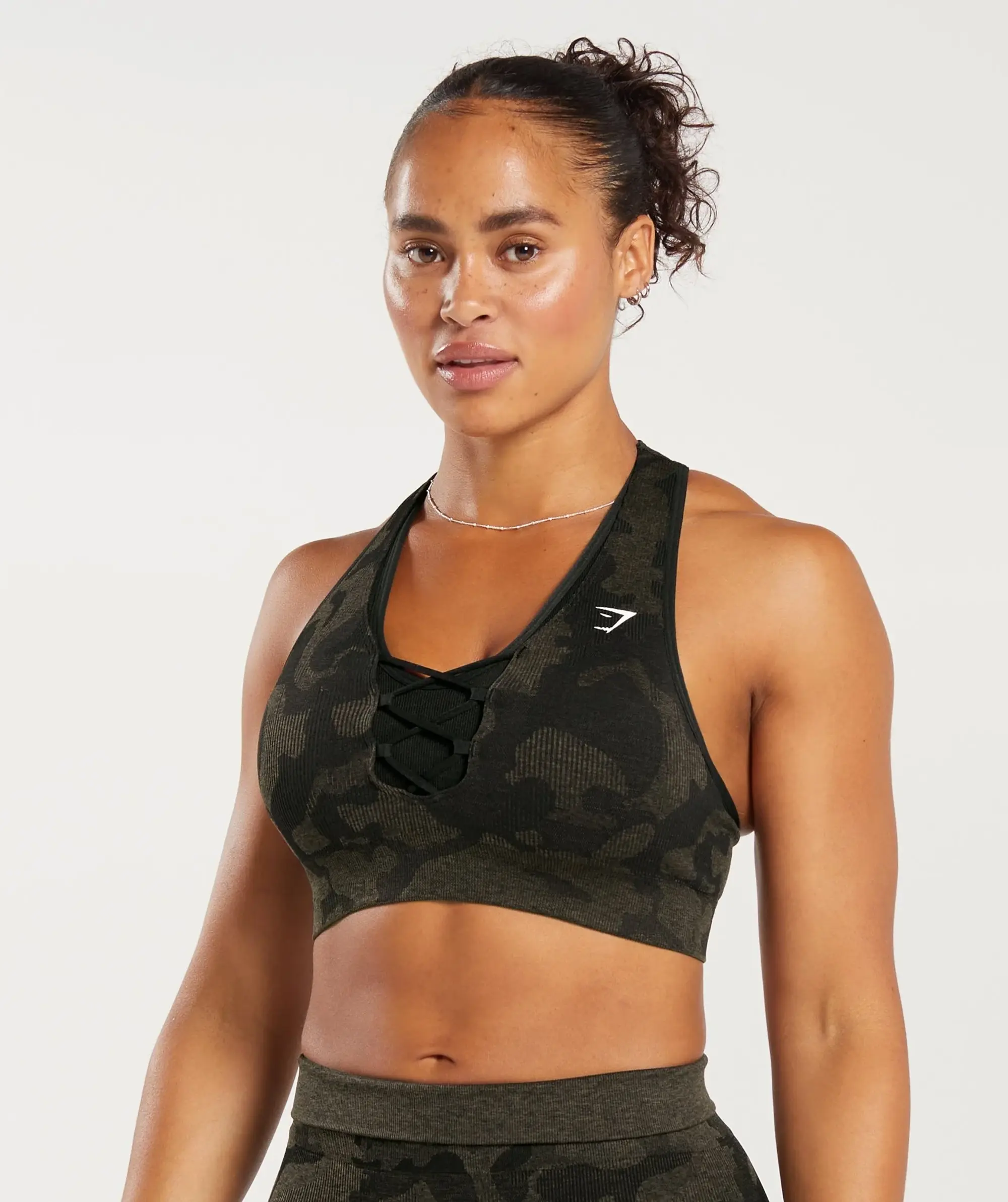  Adapt Camo Seamless Ribbed Sports Bra - Black/Camo Brown
