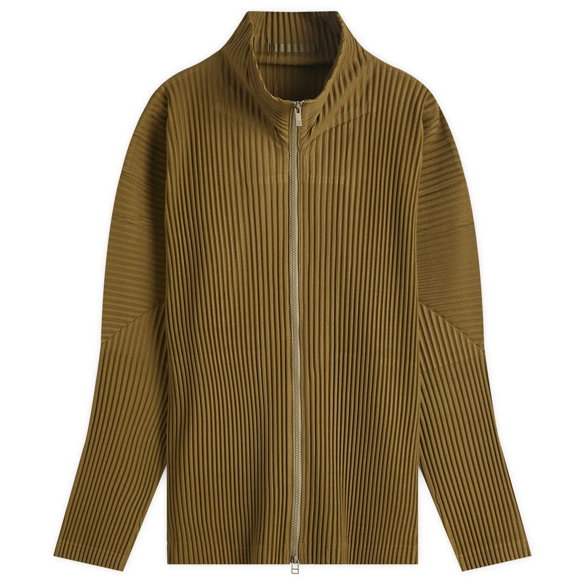Homme Plissé Issey Miyake Men's Pleated Zip Track Top Olive Khaki