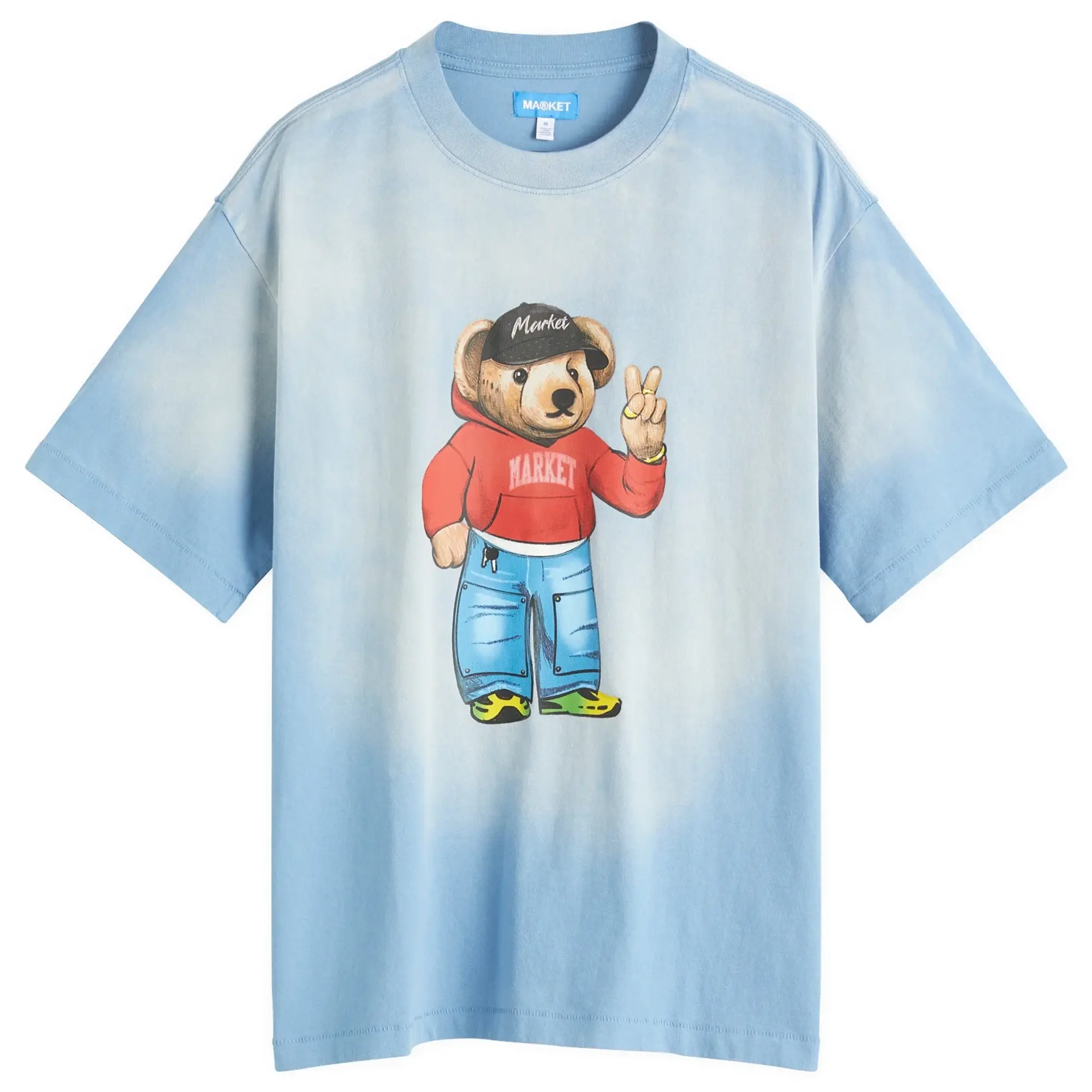 MARKET Men's Fit Check Bear T-Shirt Sky-Blue
