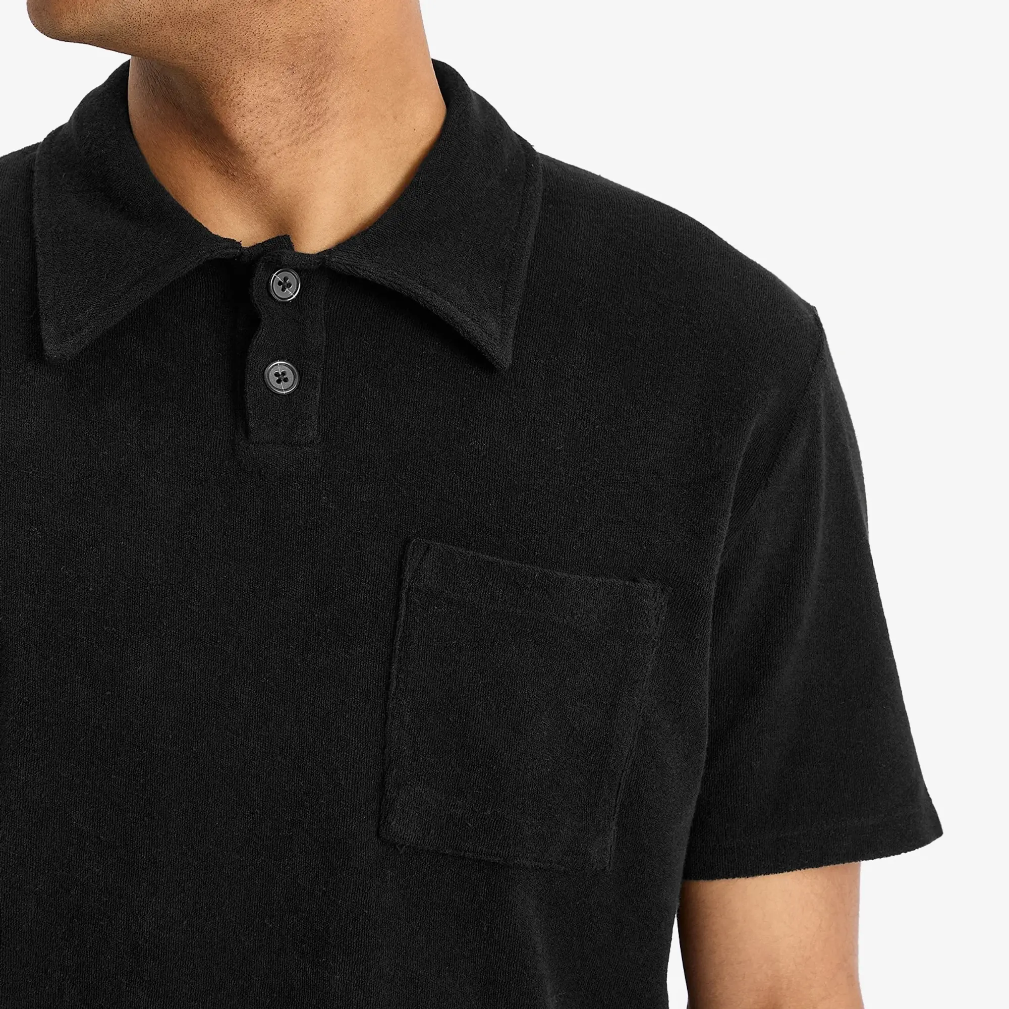 Universal Works Men's Newlyn Light Weight Terry Polo Black