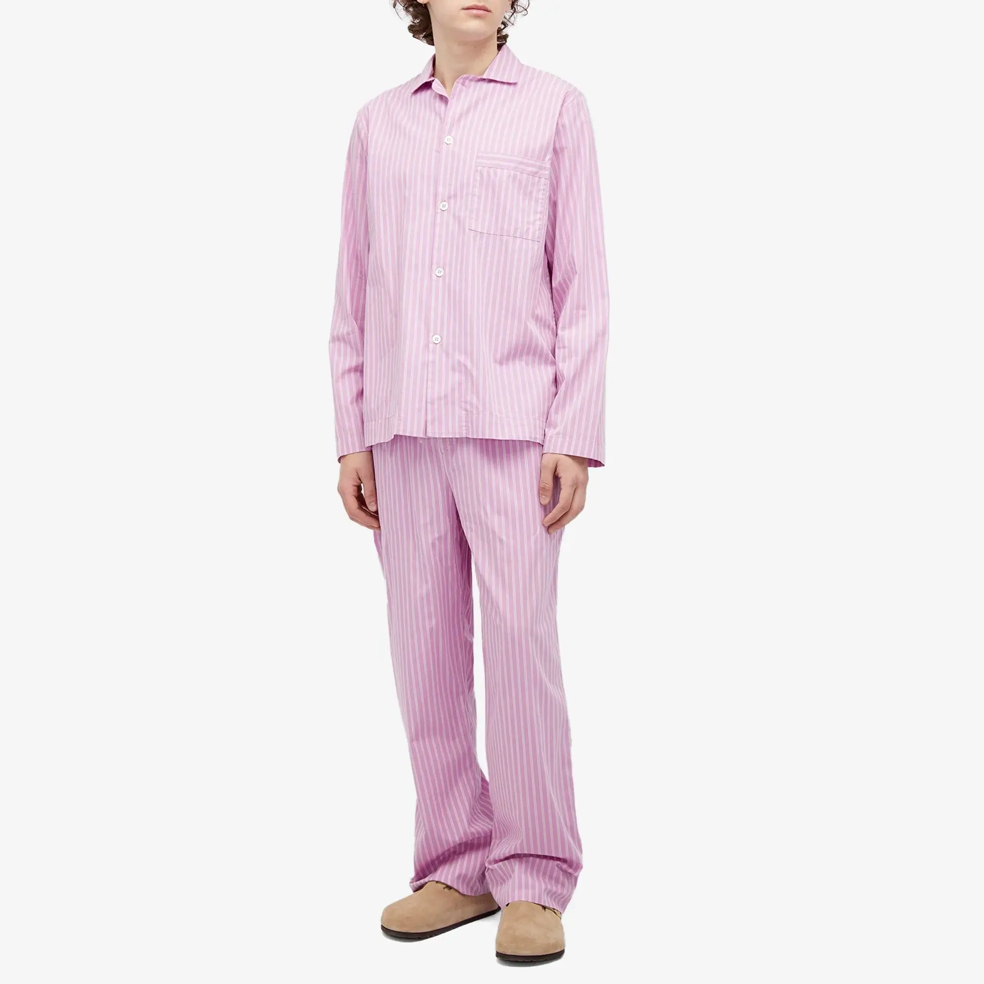 Tekla Sleep Shirt Purple Pink Stripes