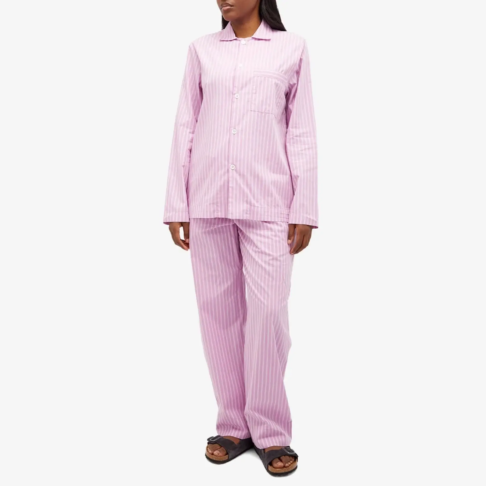 Tekla Sleep Shirt Purple Pink Stripes