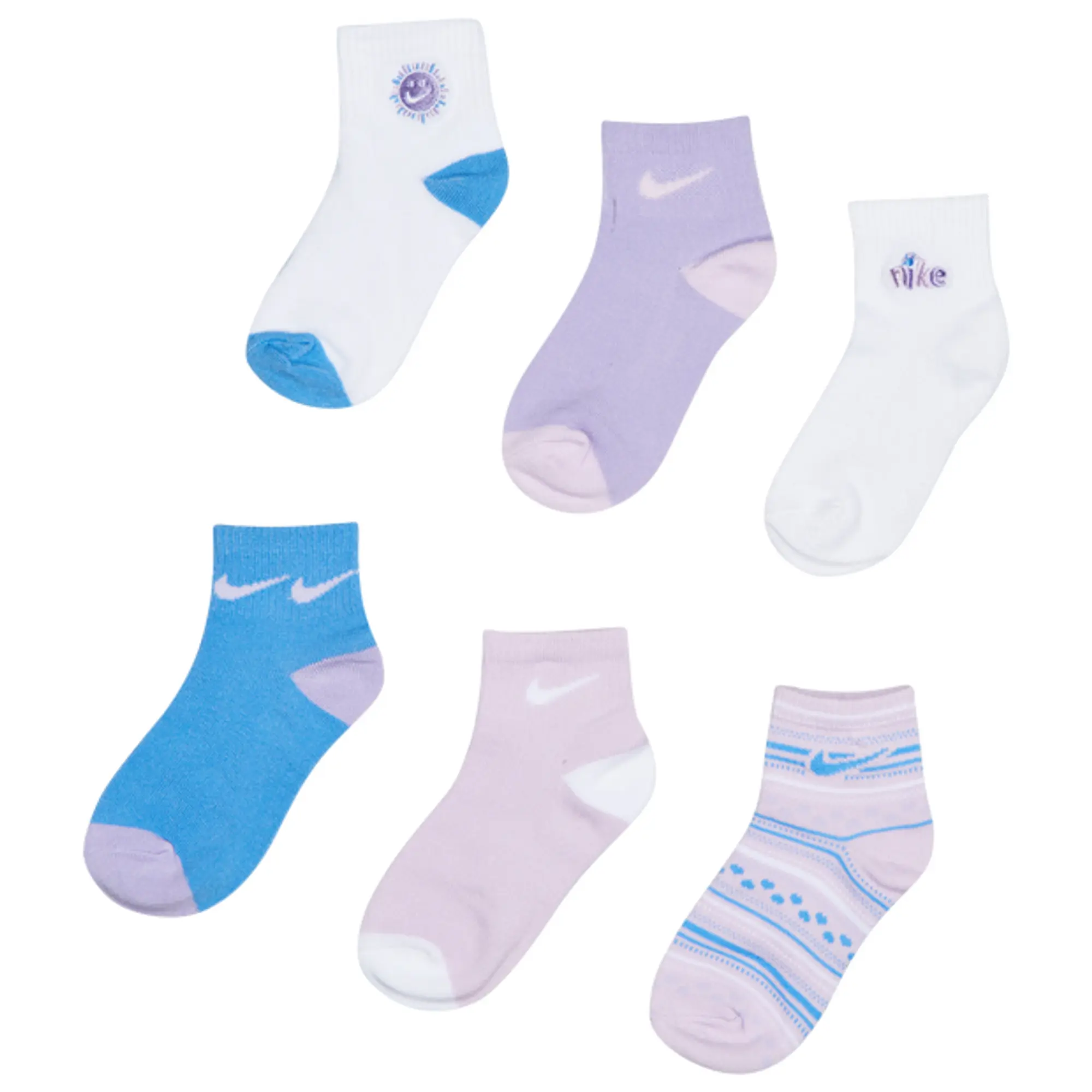 Nike Kids Ankle 6 Pack Unisex Socks - Pink