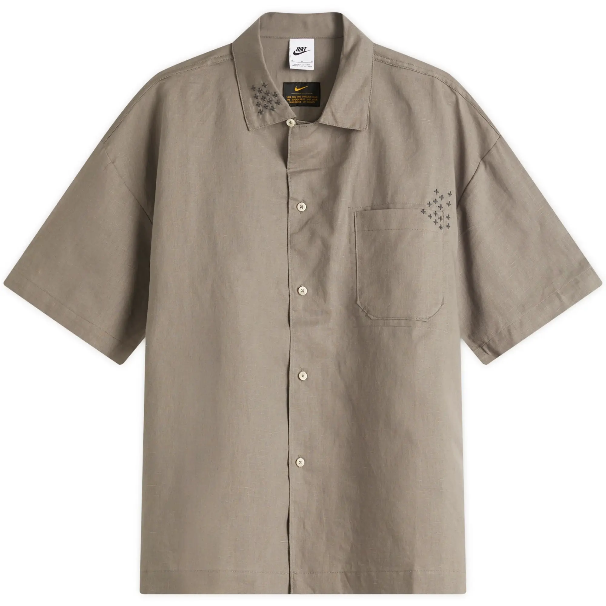 Nike Men's Life Sashiko Short Sleeve Shirt Cave Stone/Anthracite
