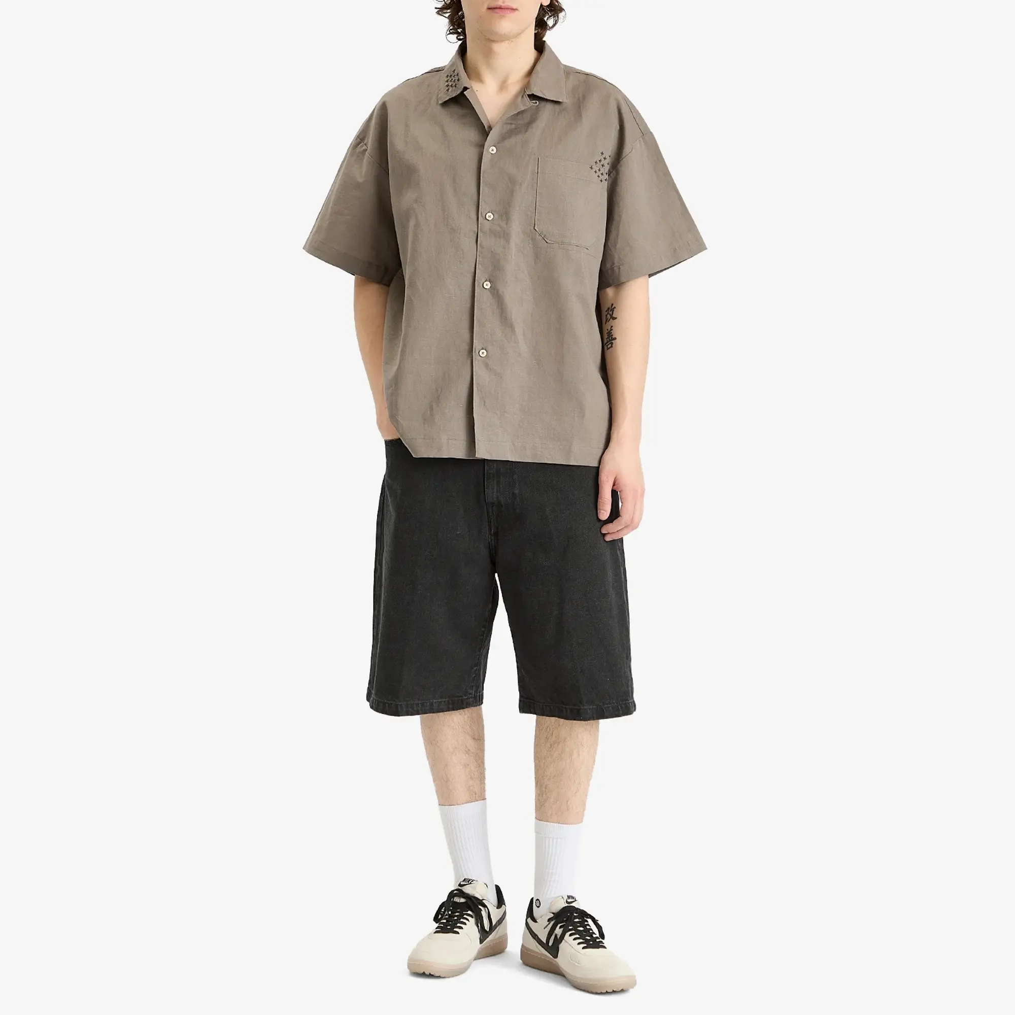 Nike Men's Life Sashiko Short Sleeve Shirt Cave Stone/Anthracite