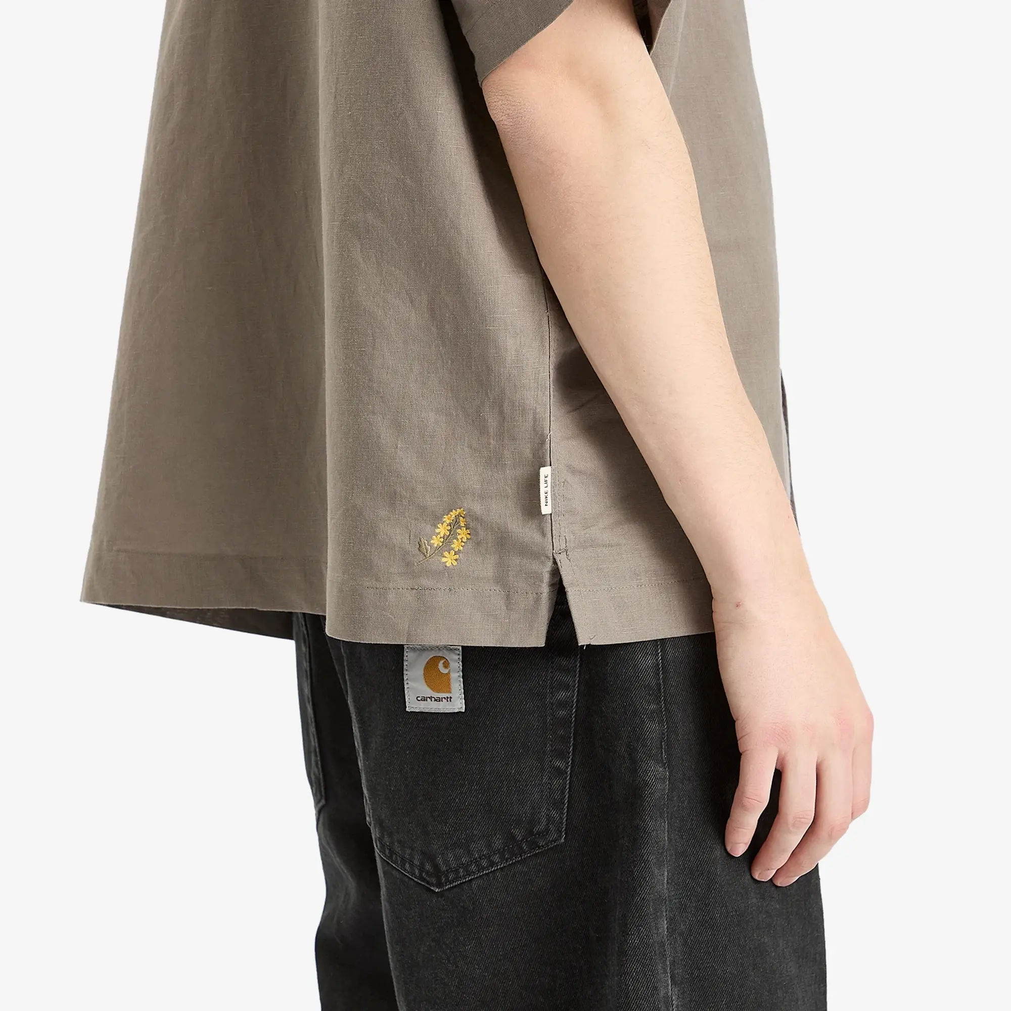Nike Men's Life Sashiko Short Sleeve Shirt Cave Stone/Anthracite