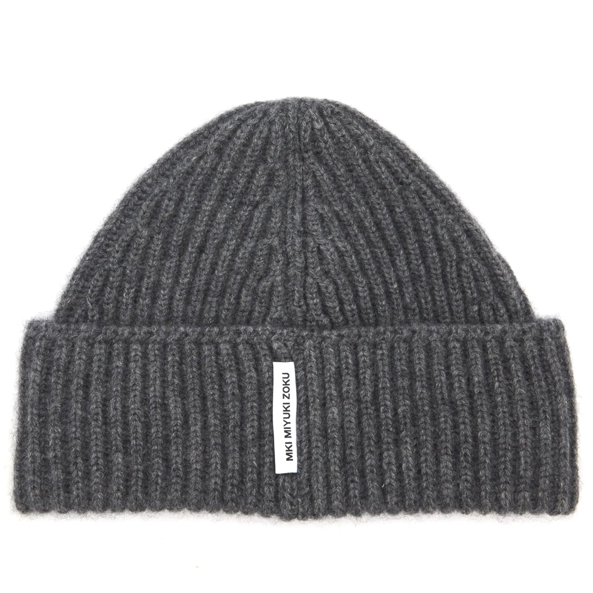 MKI Men's Cashmere Ribbed Beanie Charcoal