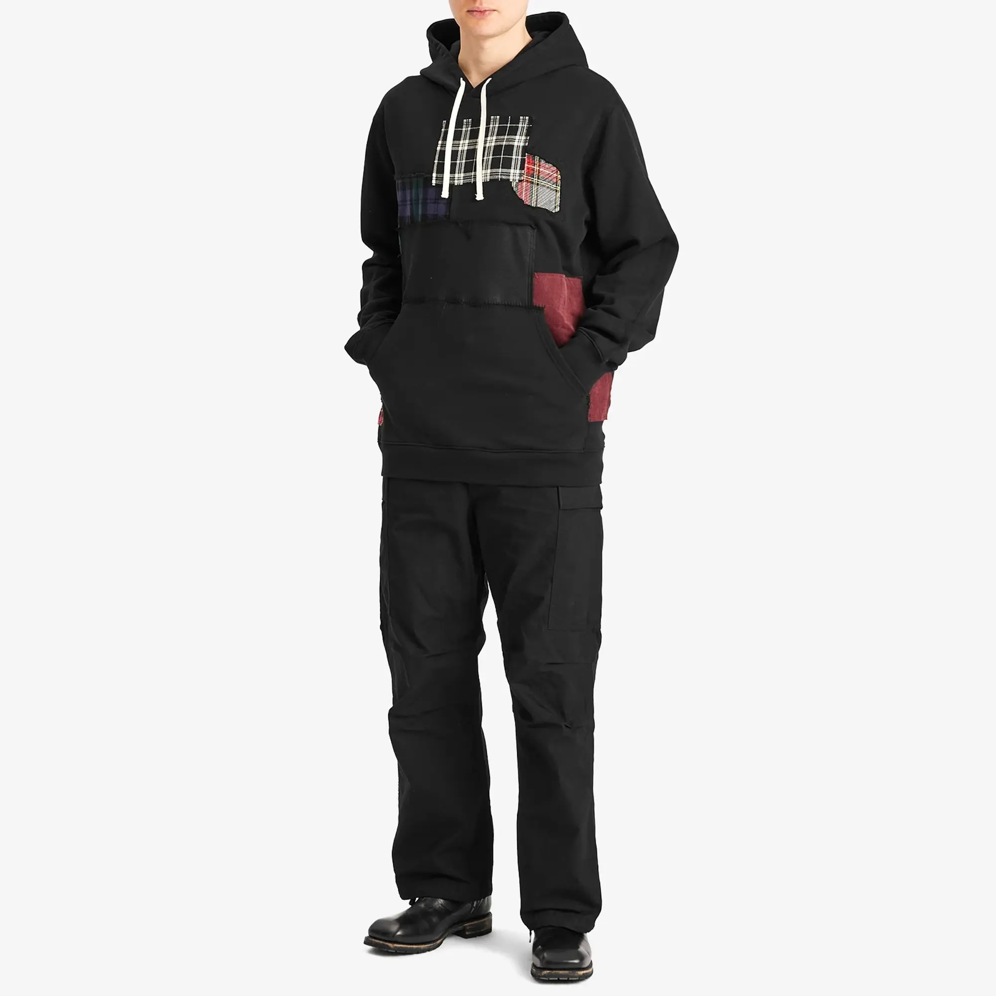 Junya Watanabe MAN Men's x Reigning Champ Patchwork Popover Hoodie Black