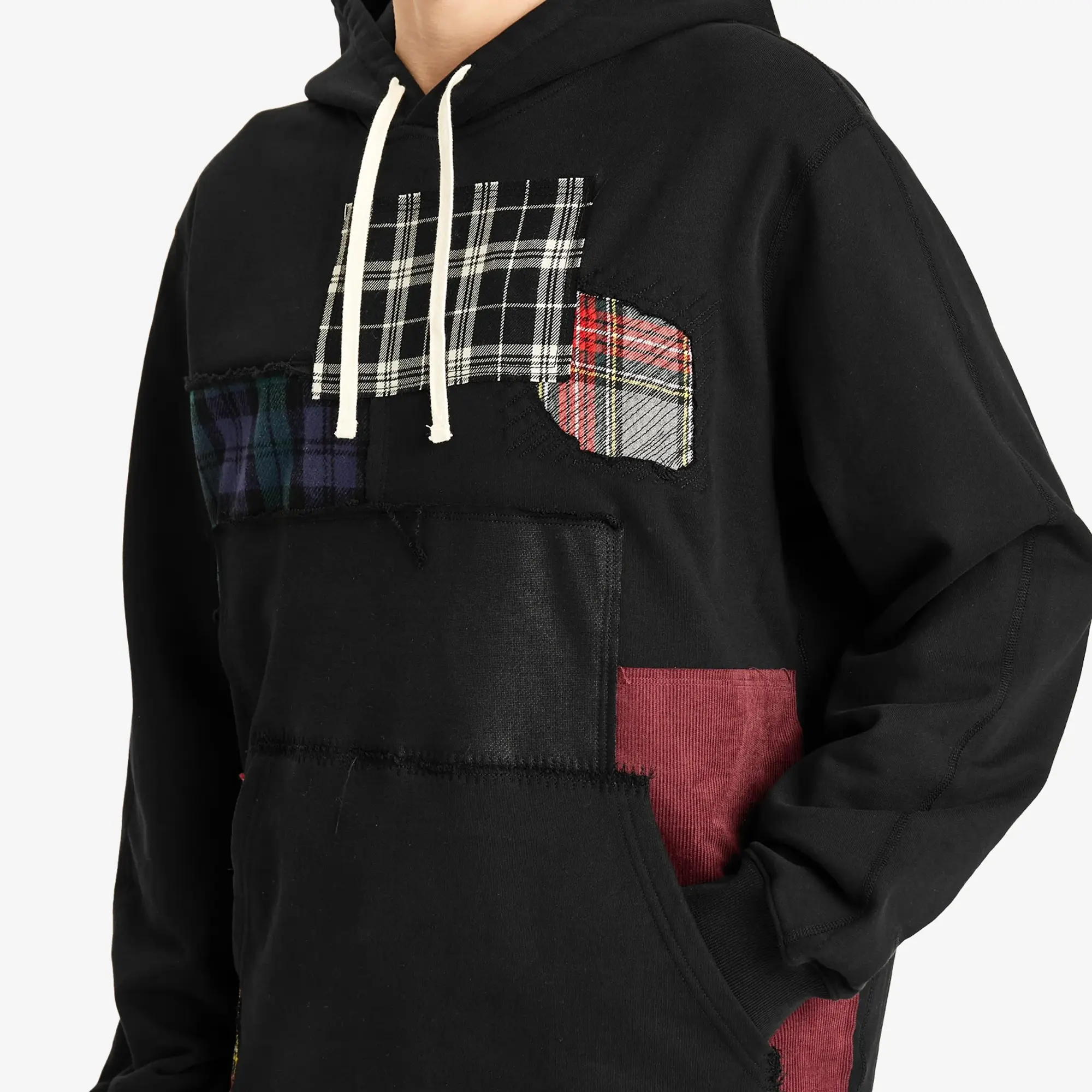 Junya Watanabe MAN Men's x Reigning Champ Patchwork Popover Hoodie Black