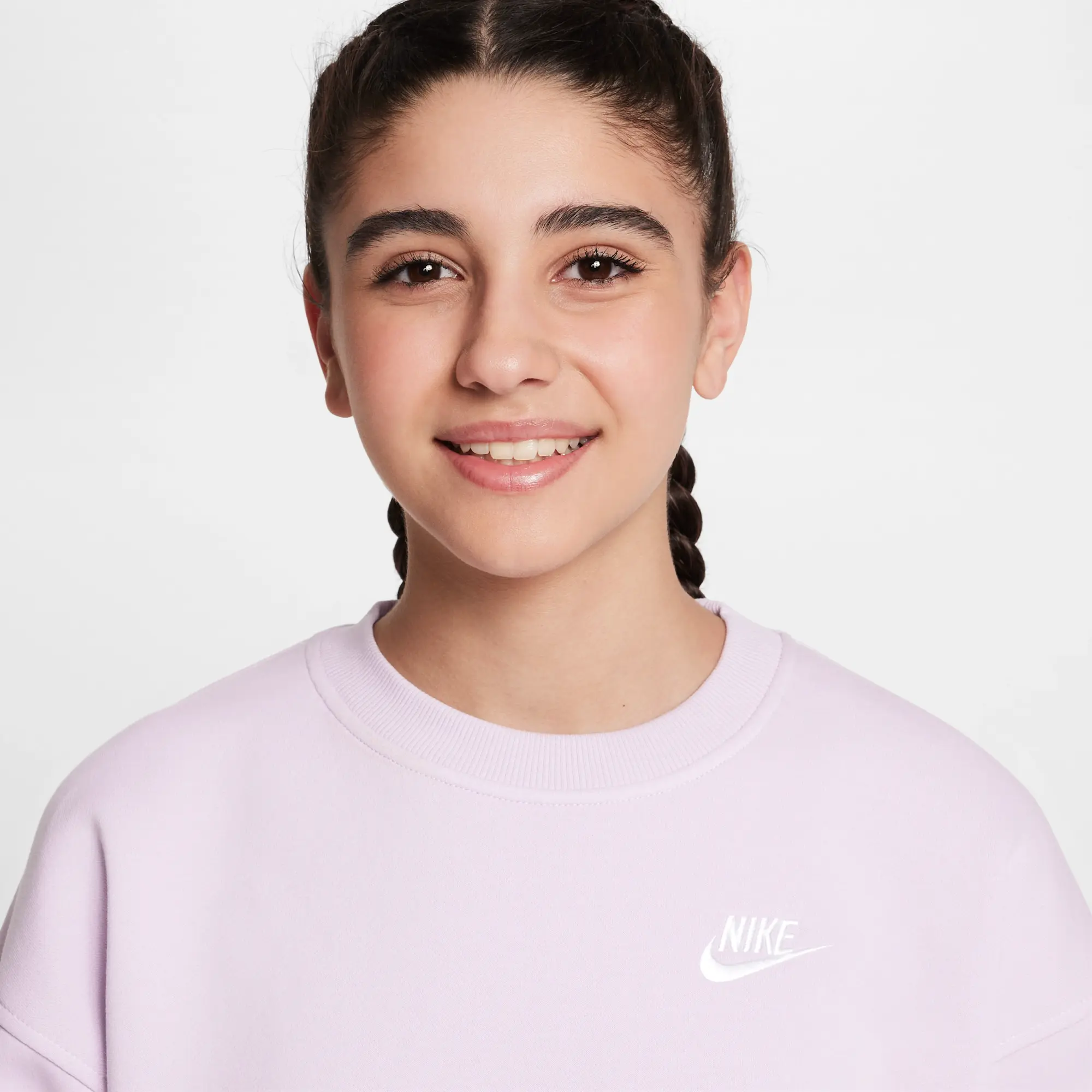 Nike Sportswear Club Fleece Older Kids' Oversized Sweatshirt - Purple - Cotton/Polyester