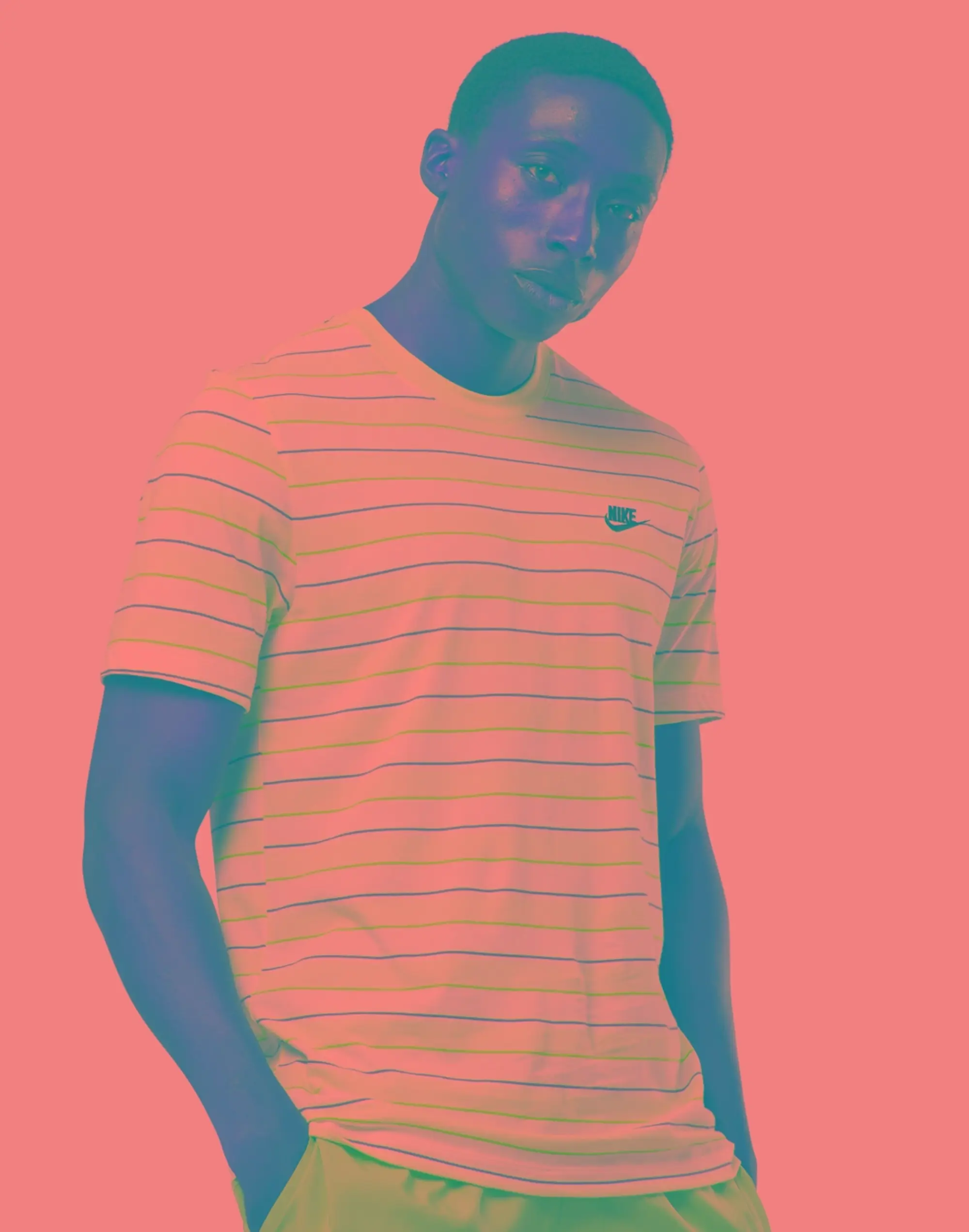 Men's Nike Club Stripe T-Shirt in White/Blue 