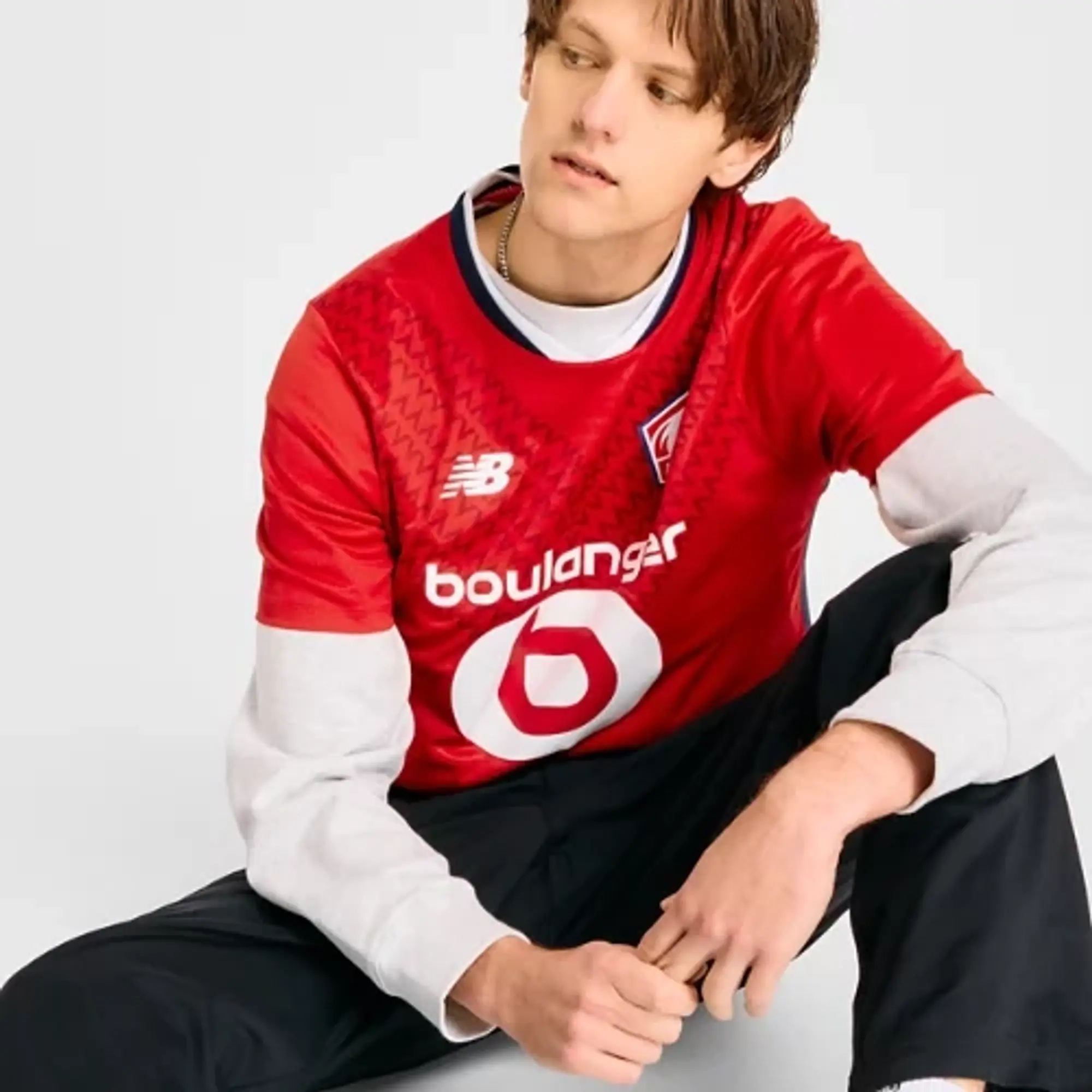 LOSC Lille Men's New Balance Home Short Sleeve Jersey in Red Polyester