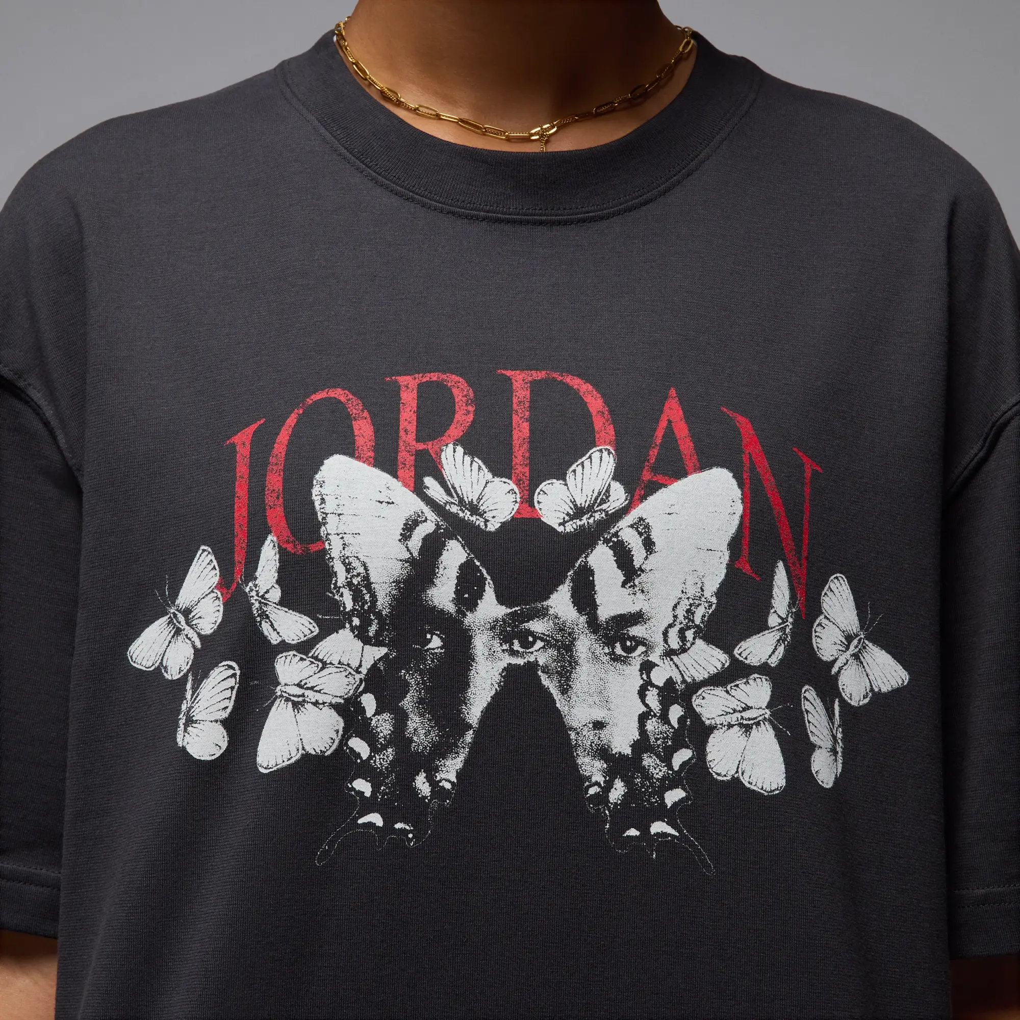 Nike Jordan Women's Oversized Graphic T-Shirt - Black - Cotton