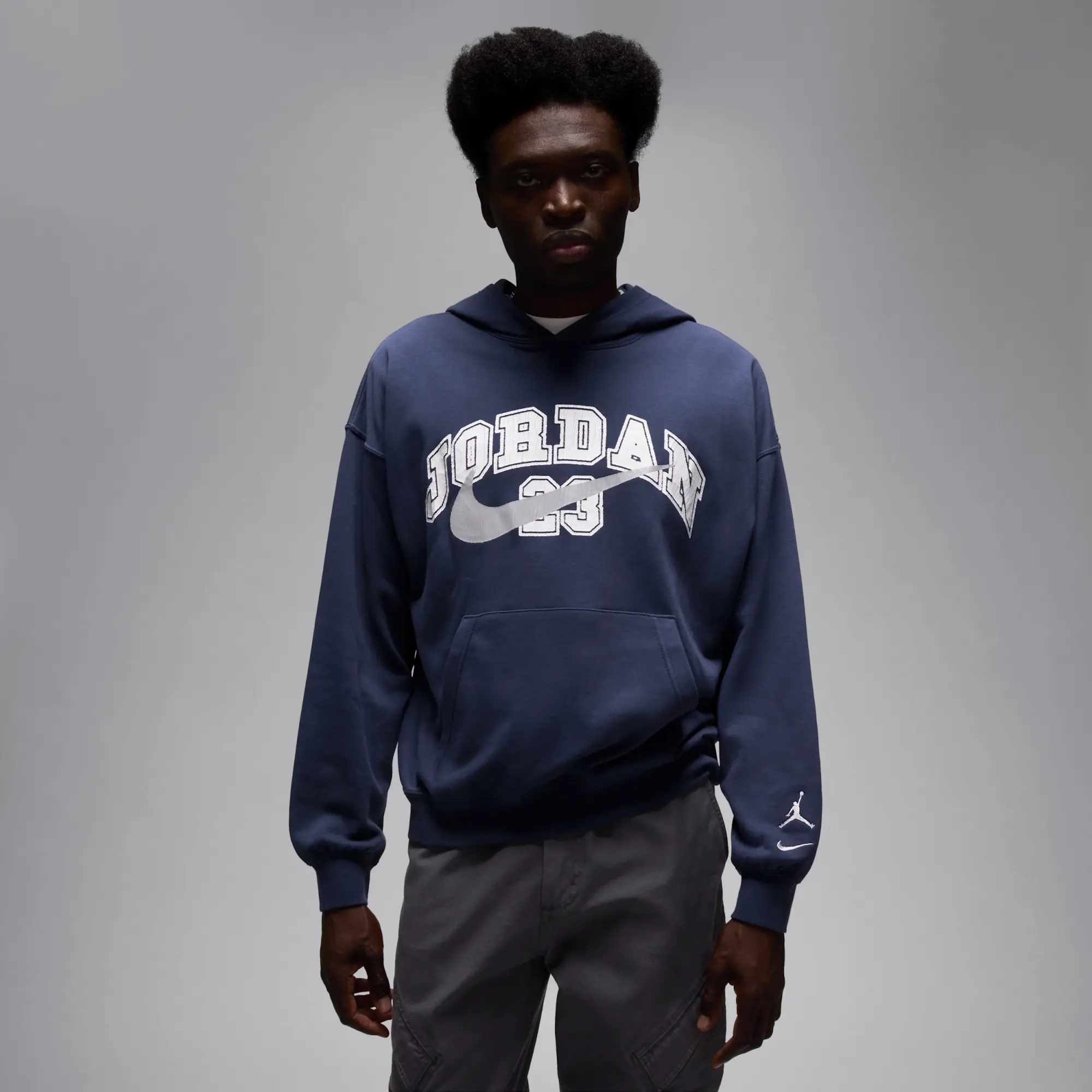 Nike Jordan MVP Men's Oversized French Terry Pullover Hoodie - Blue - Cotton/Polyester