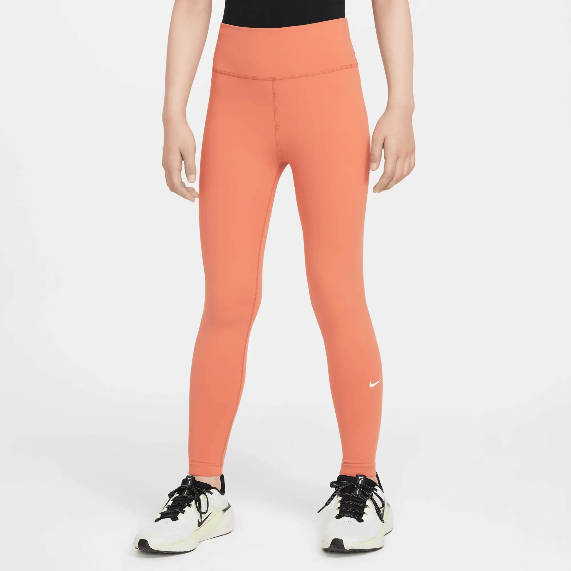Nike One Older Kids' (Girls') Dri-FIT High-Waisted Leggings - Orange - Polyester/Elastane