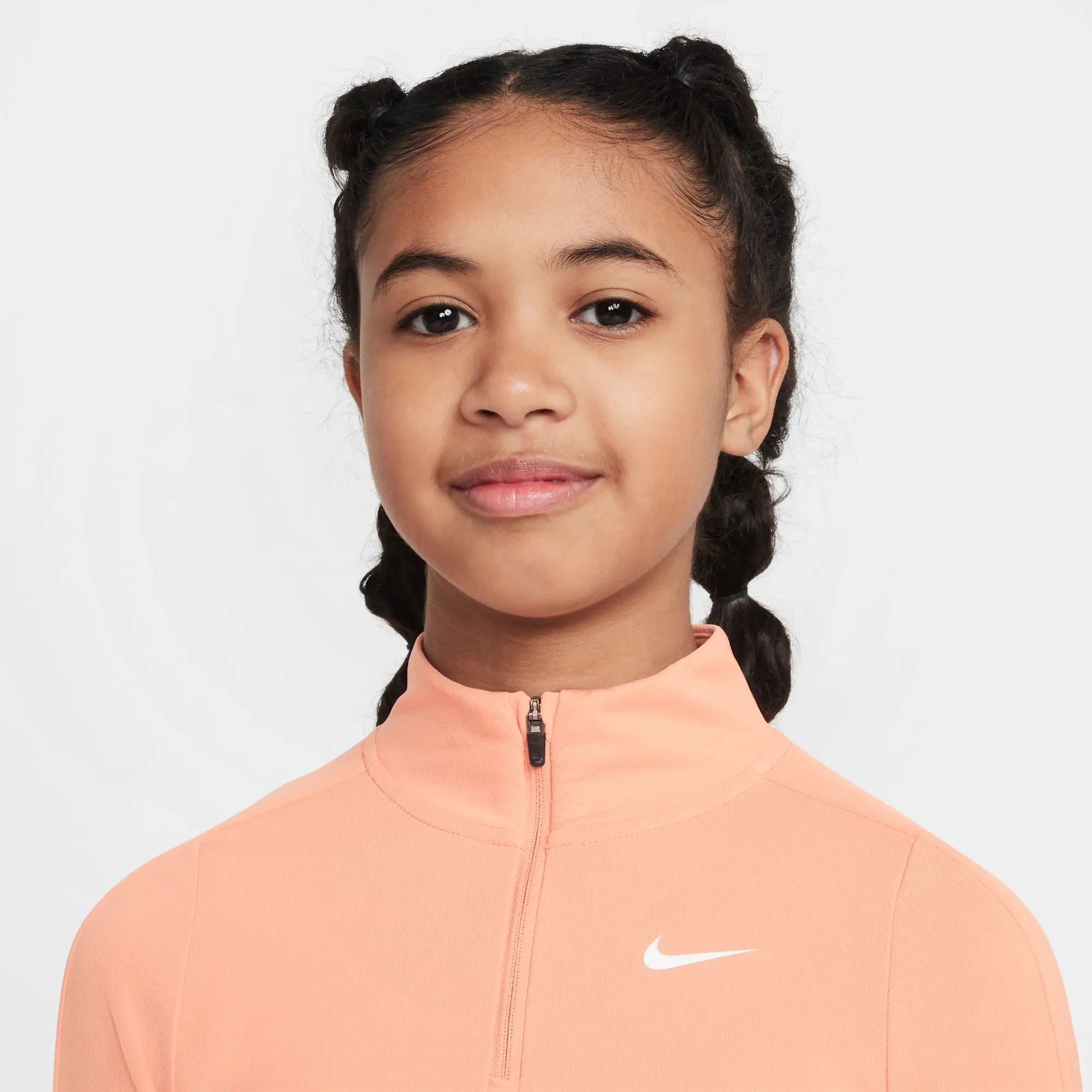 Nike Girls' Dri-FIT Long-Sleeve 1/4-Zip Top - Orange - Polyester