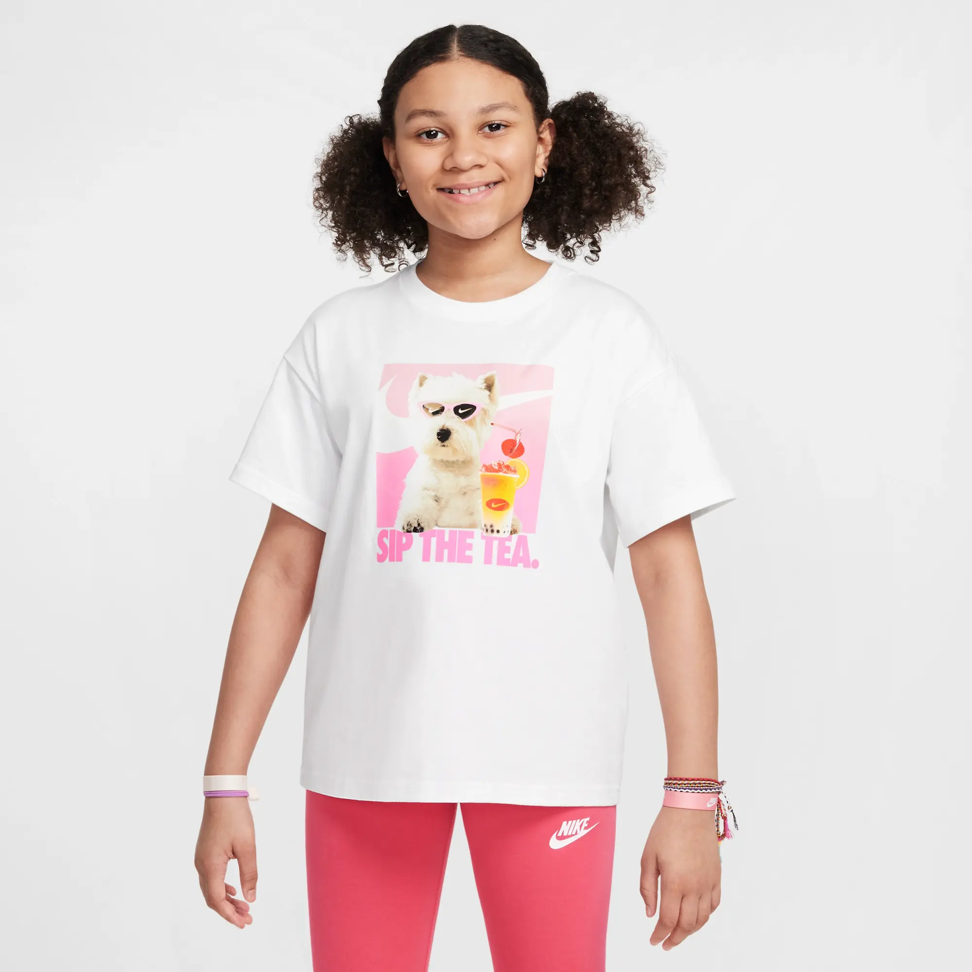 Nike Sportswear Older Kids' (Girls') T-Shirt - White - Cotton