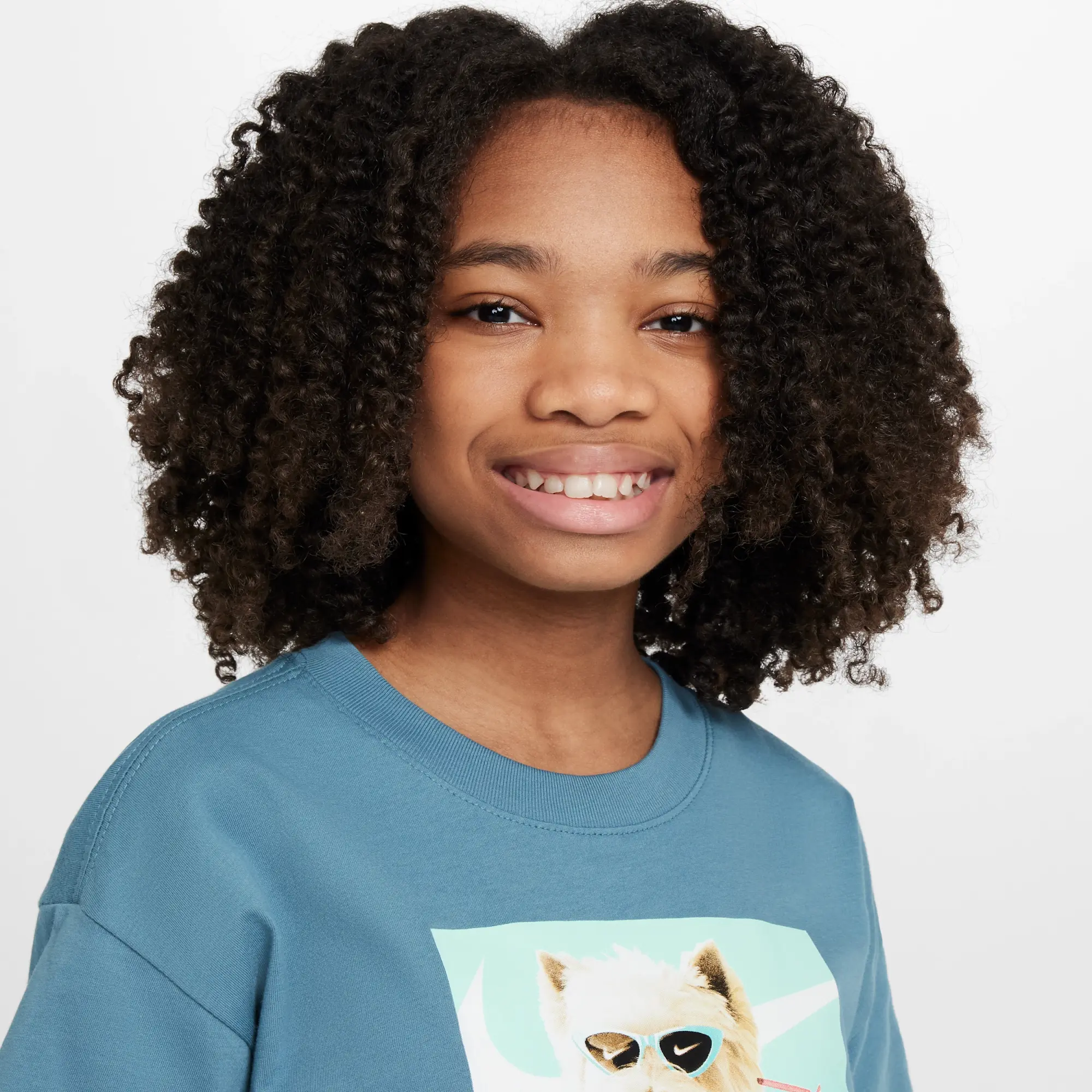 Nike Sportswear Older Kids' (Girls') T-Shirt - Blue - Cotton