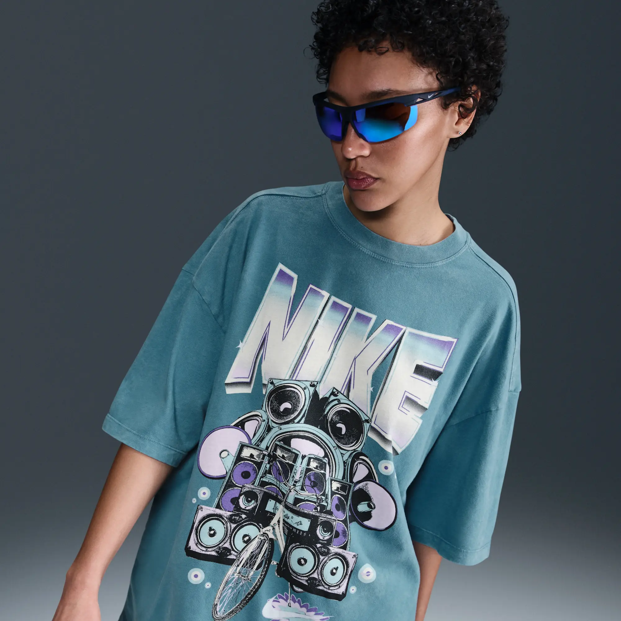Nike Sportswear Women's Oversized Short-Sleeve T-Shirt - Blue - Cotton